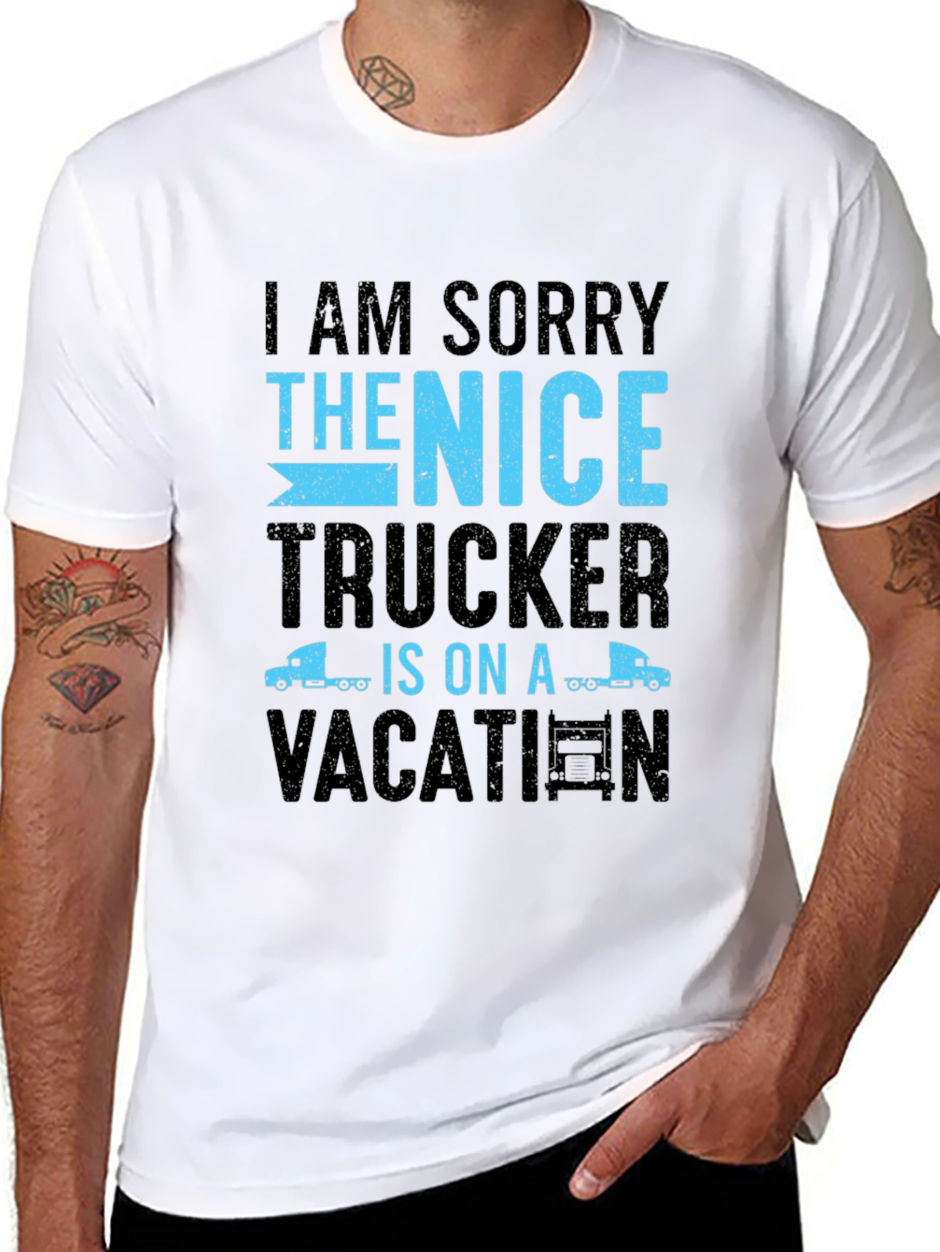 Black Funny Trucker Vacation T-Shirt view 8