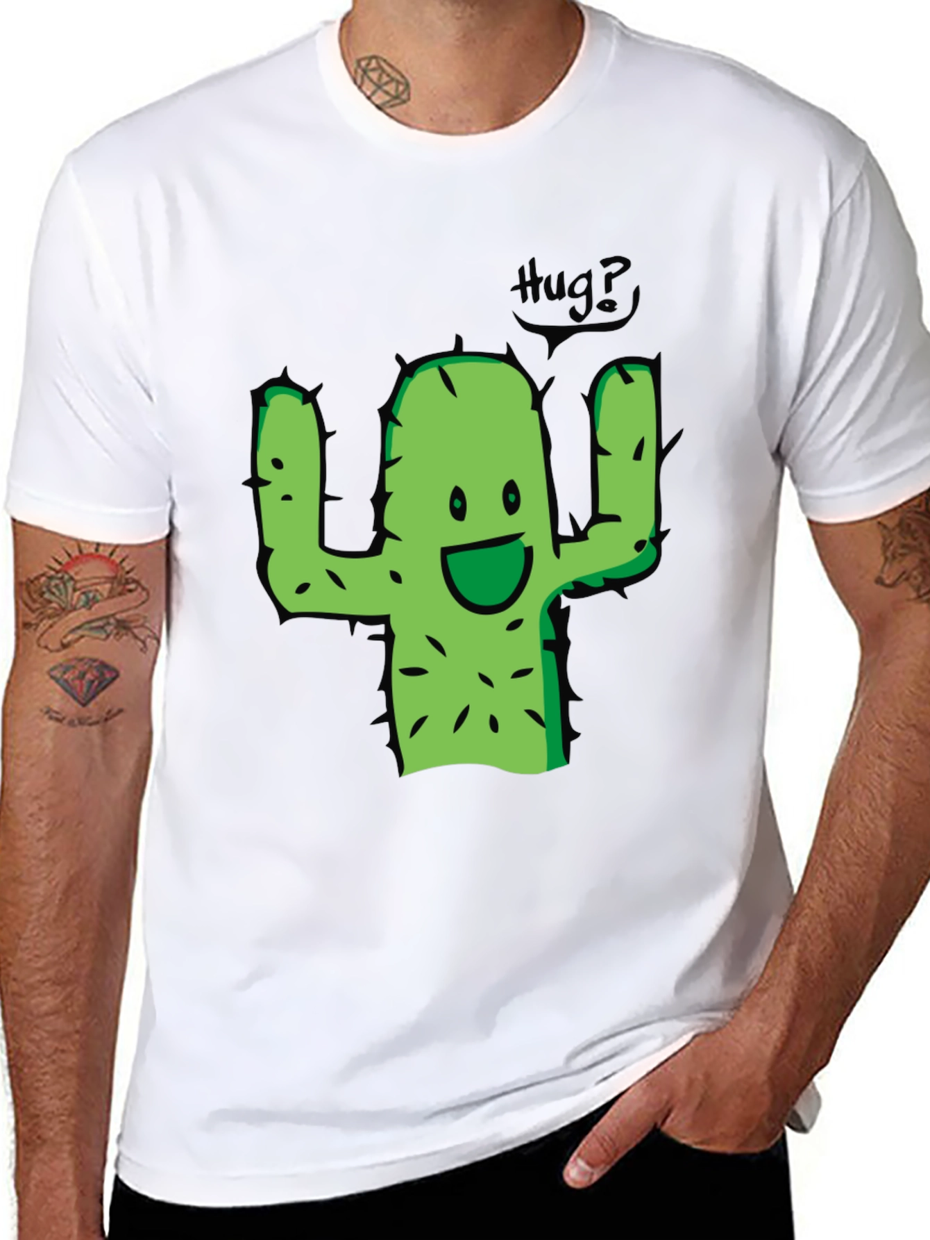 Black Hug Me Cactus T-Shirt view 8