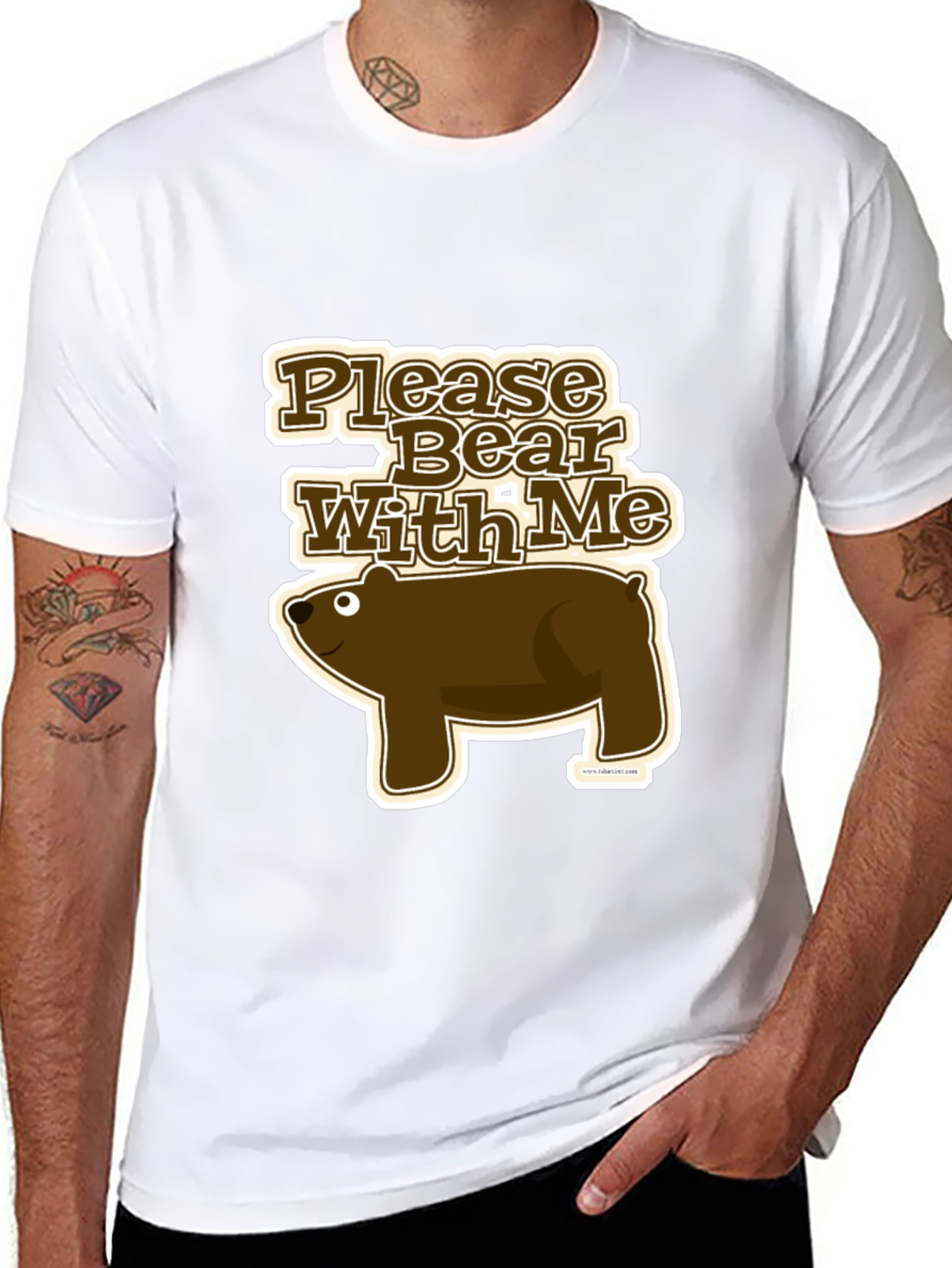 Black Please Bear With Me Graphic Tee - Black Cotton T-Shirt view 8