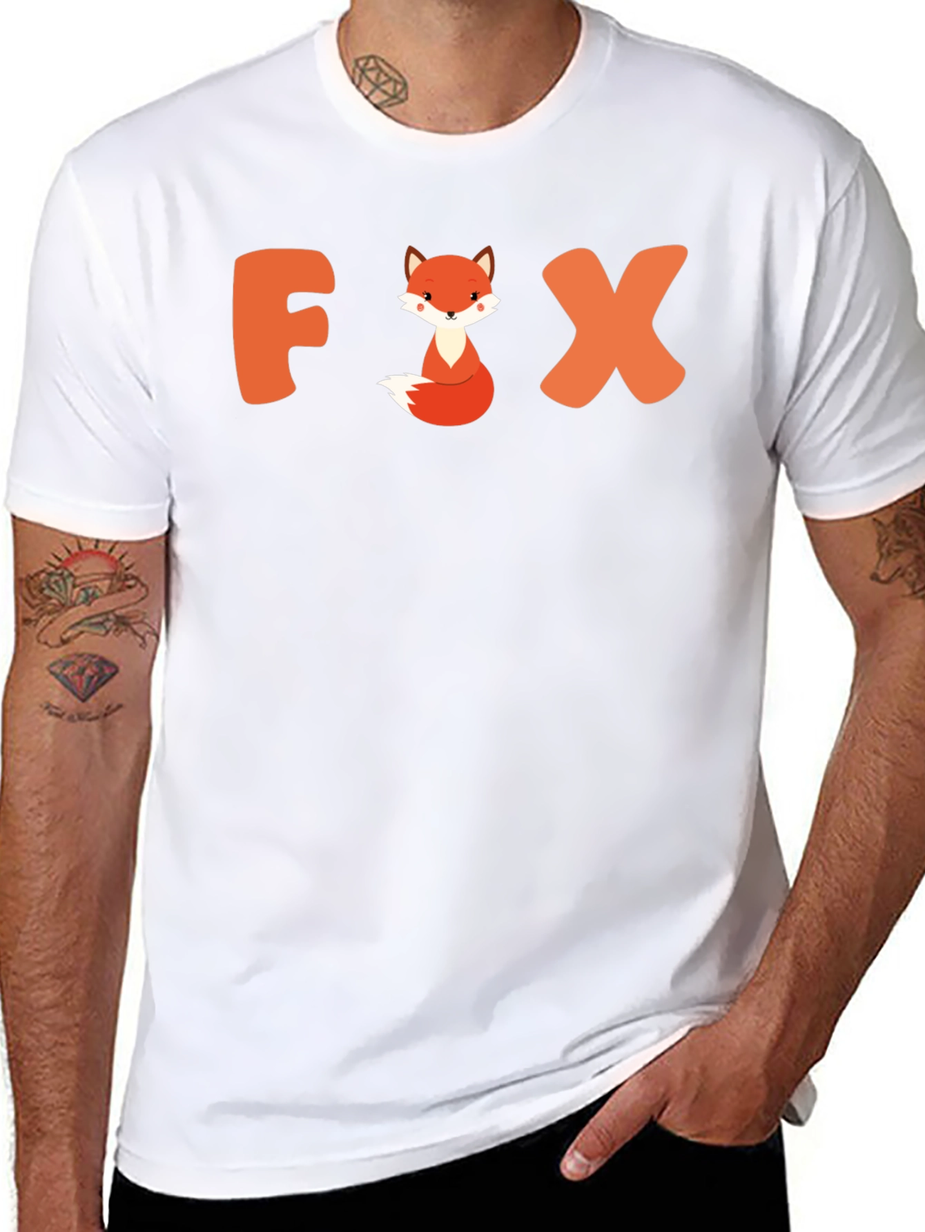Black Cute Fox Graphic Tee - Unisex Black T-Shirt view 8