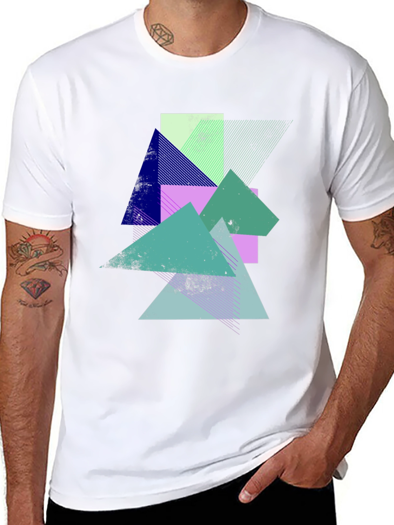 Black Geometric Abstract Graphic Tee - Modern Art Shirt view 8