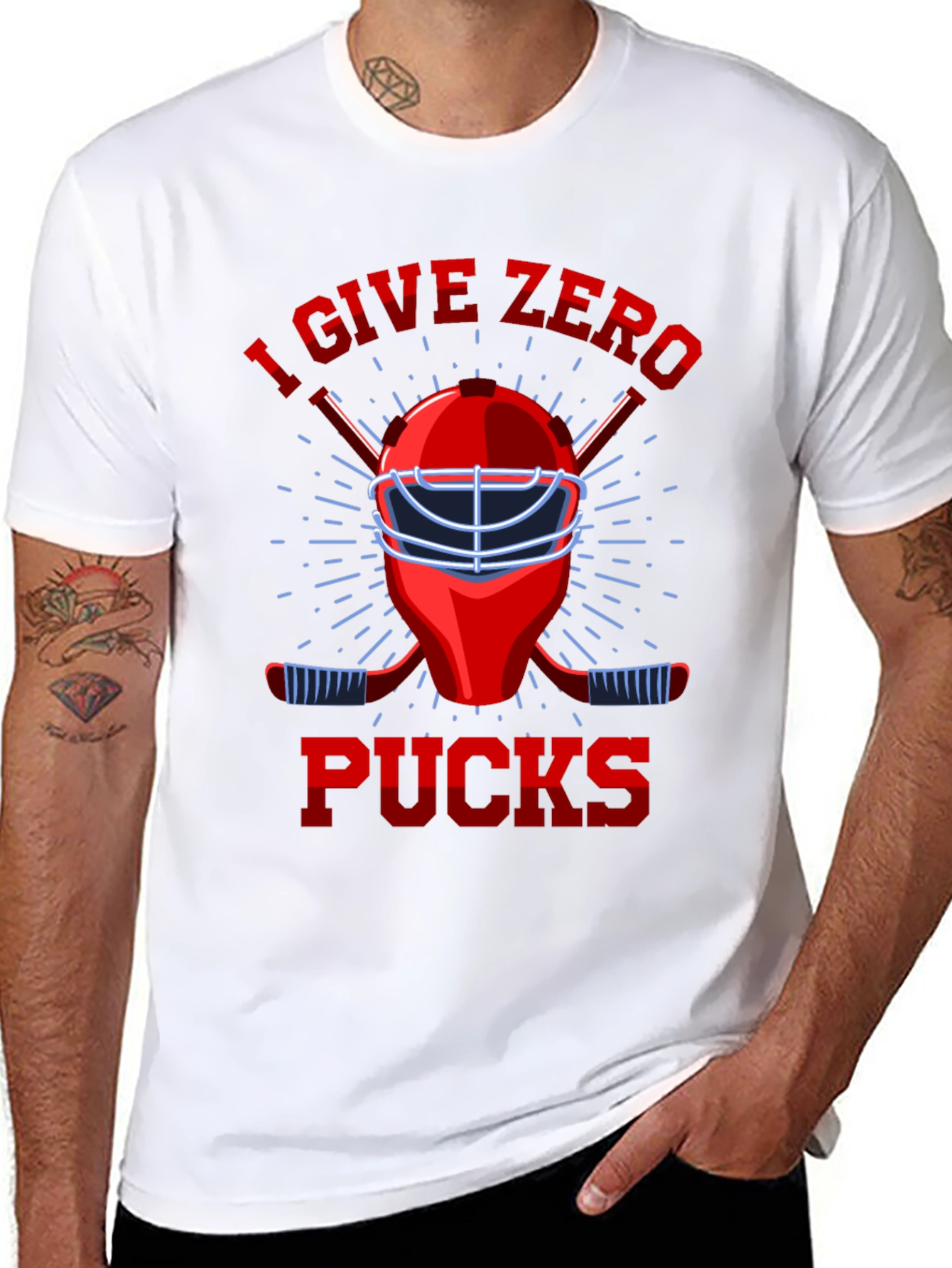 Black I Give Zero Pucks T-Shirt - Hockey Lover Tee view 8