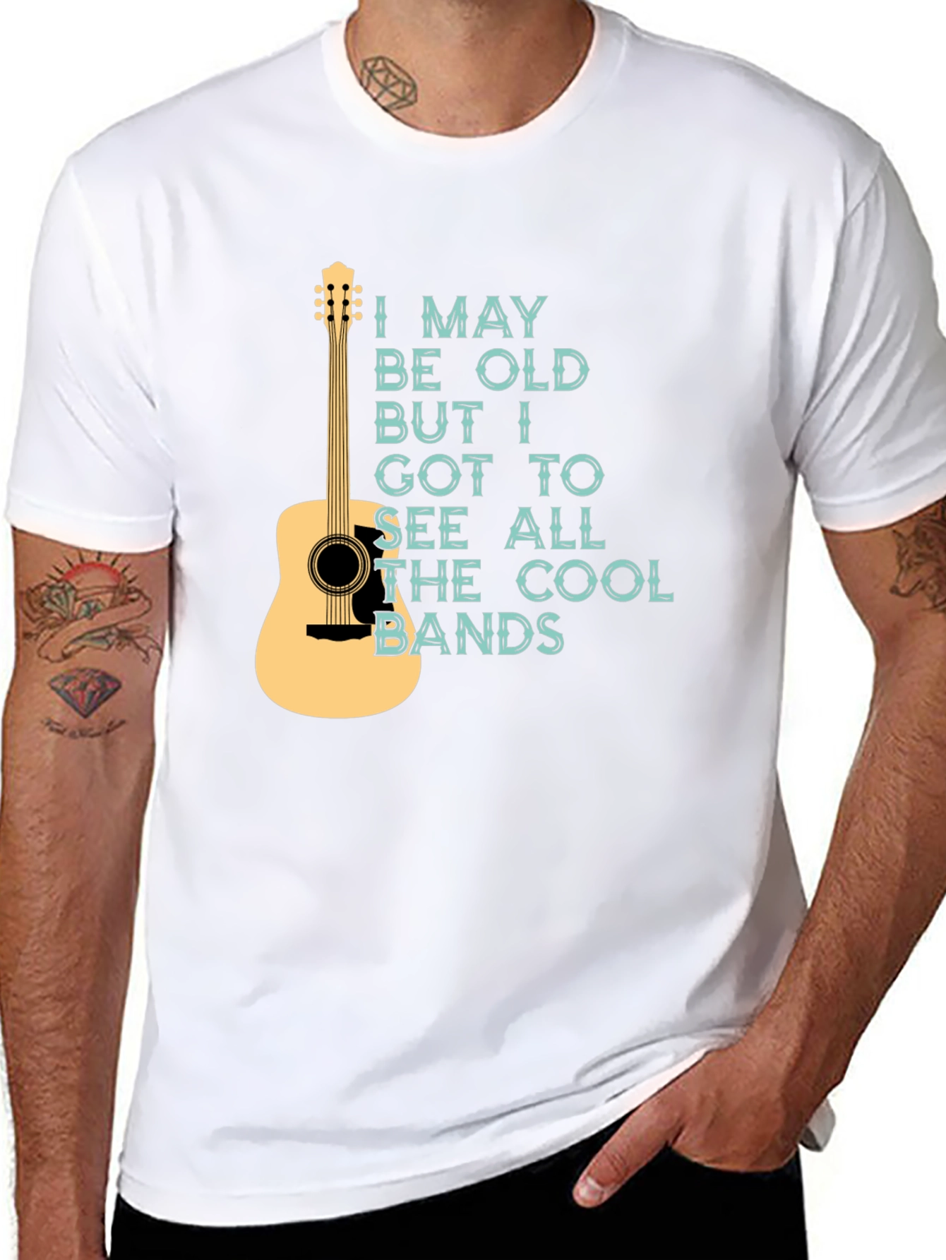 Black Cool Bands Guitar Graphic T-Shirt view 8