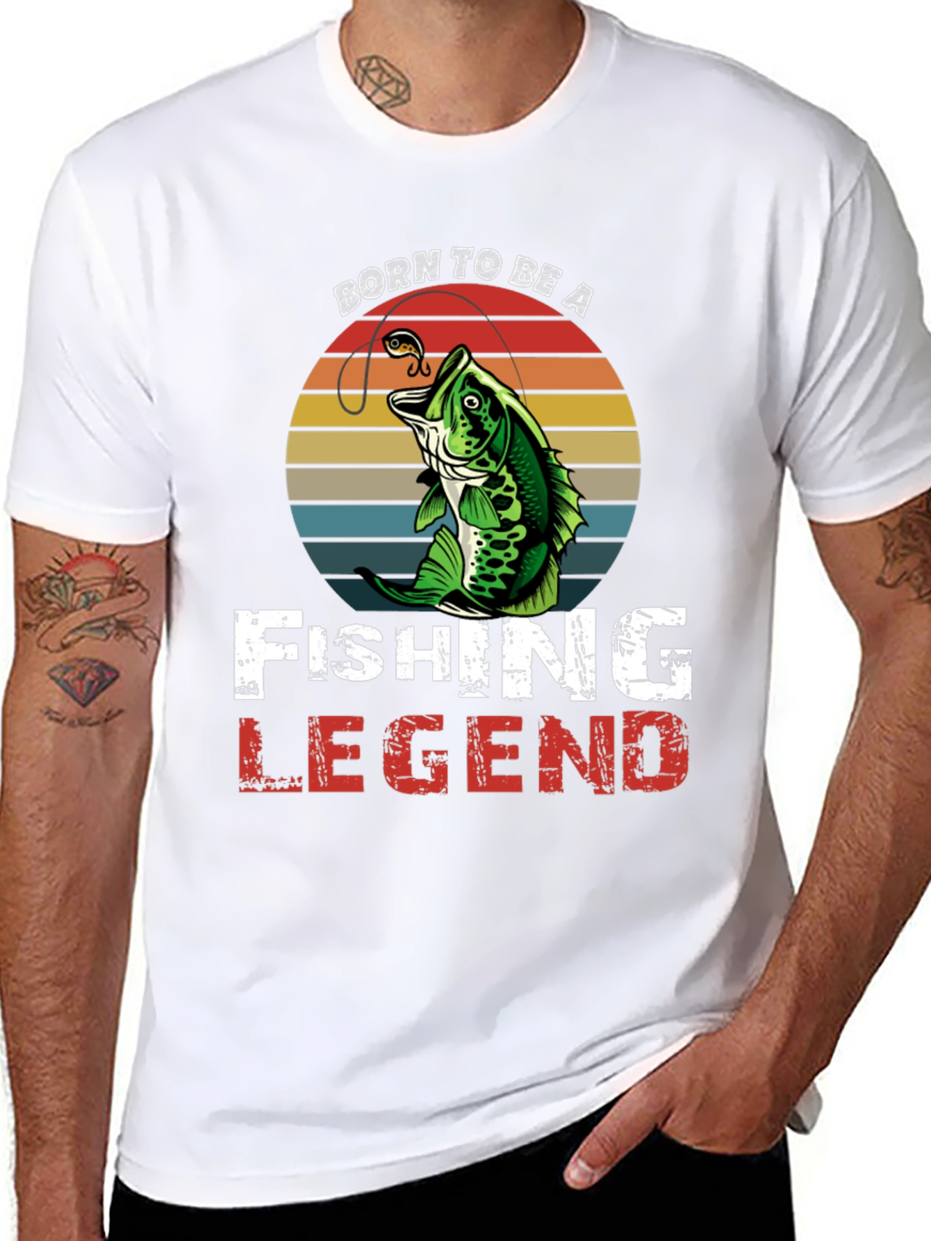 Black Born To Be a Fishing Legend Graphic Tee view 8