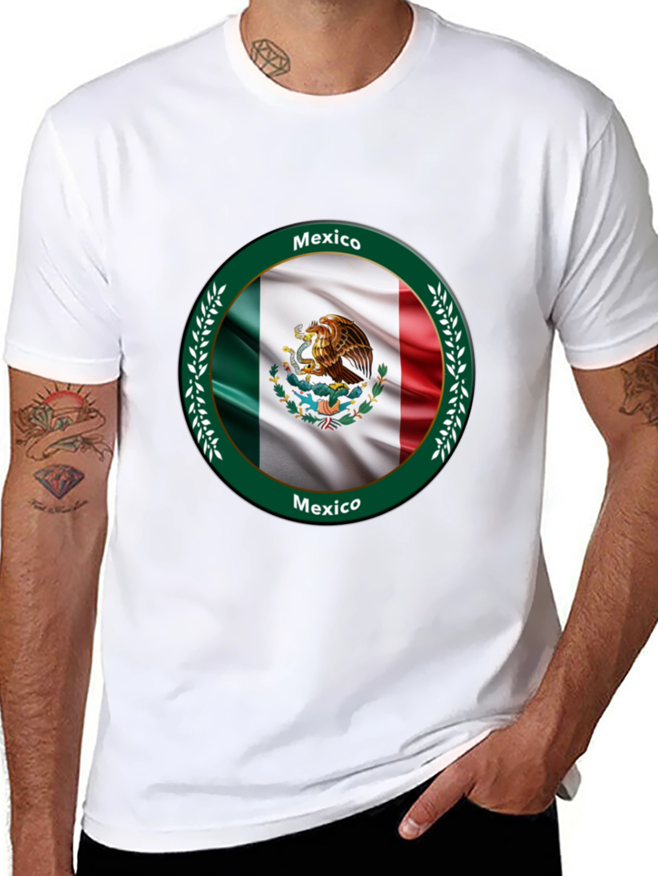 Black Mexico Flag Black T-Shirt view 8