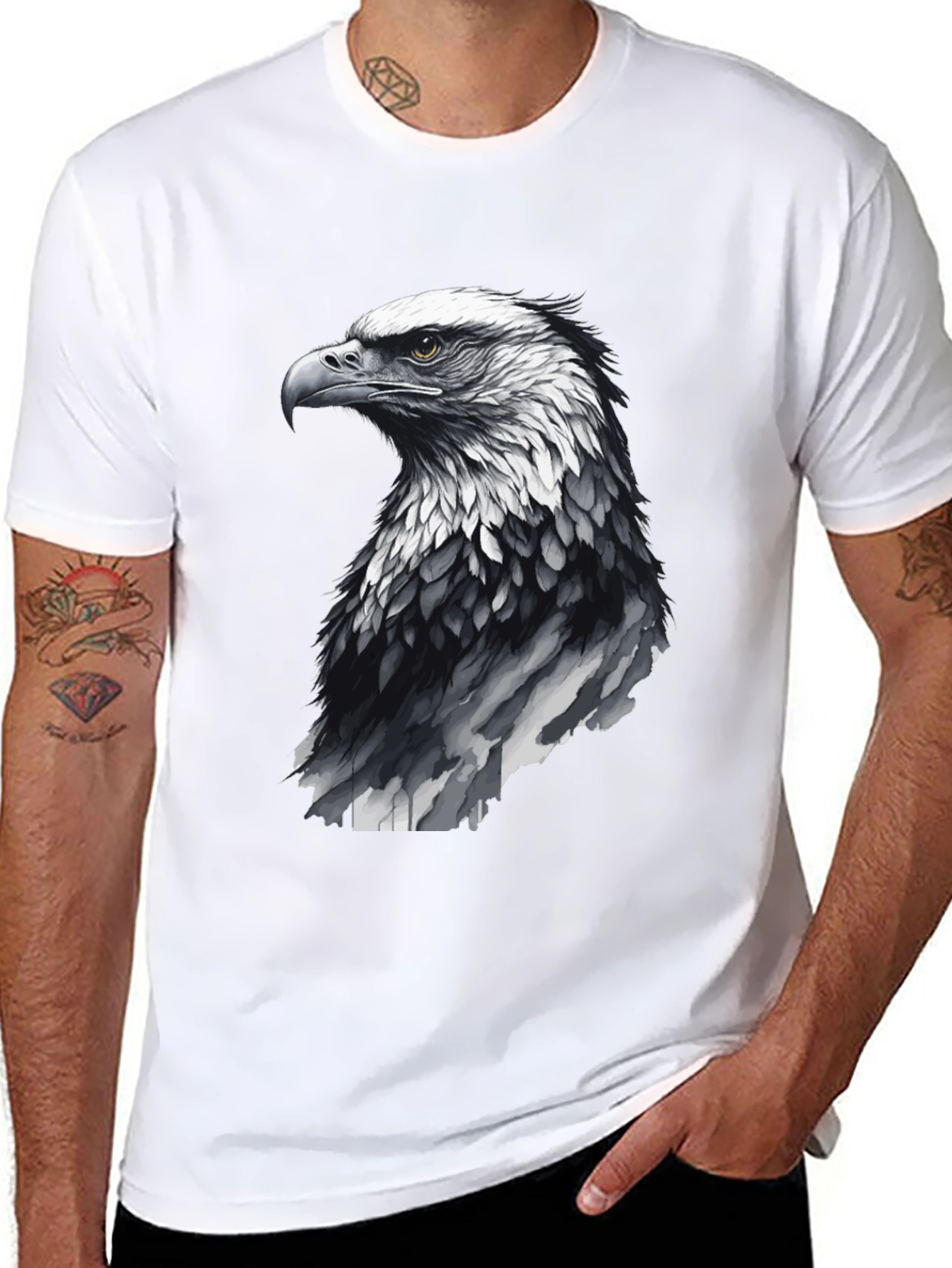 Black Men's Black Eagle Graphic Tee view 8