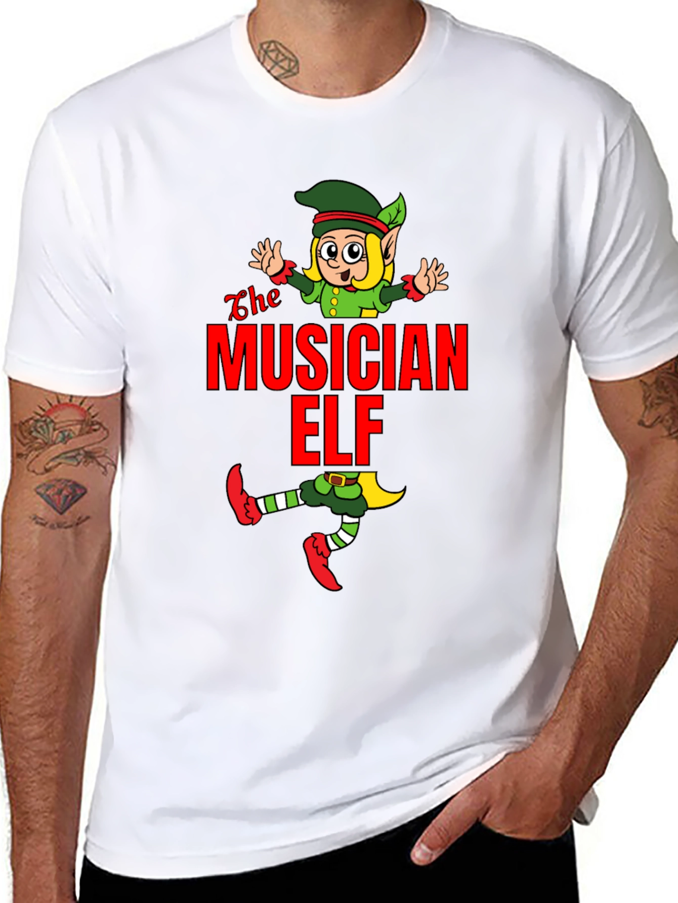 Black The Musician Elf T-Shirt - Holiday Cheer! view 8