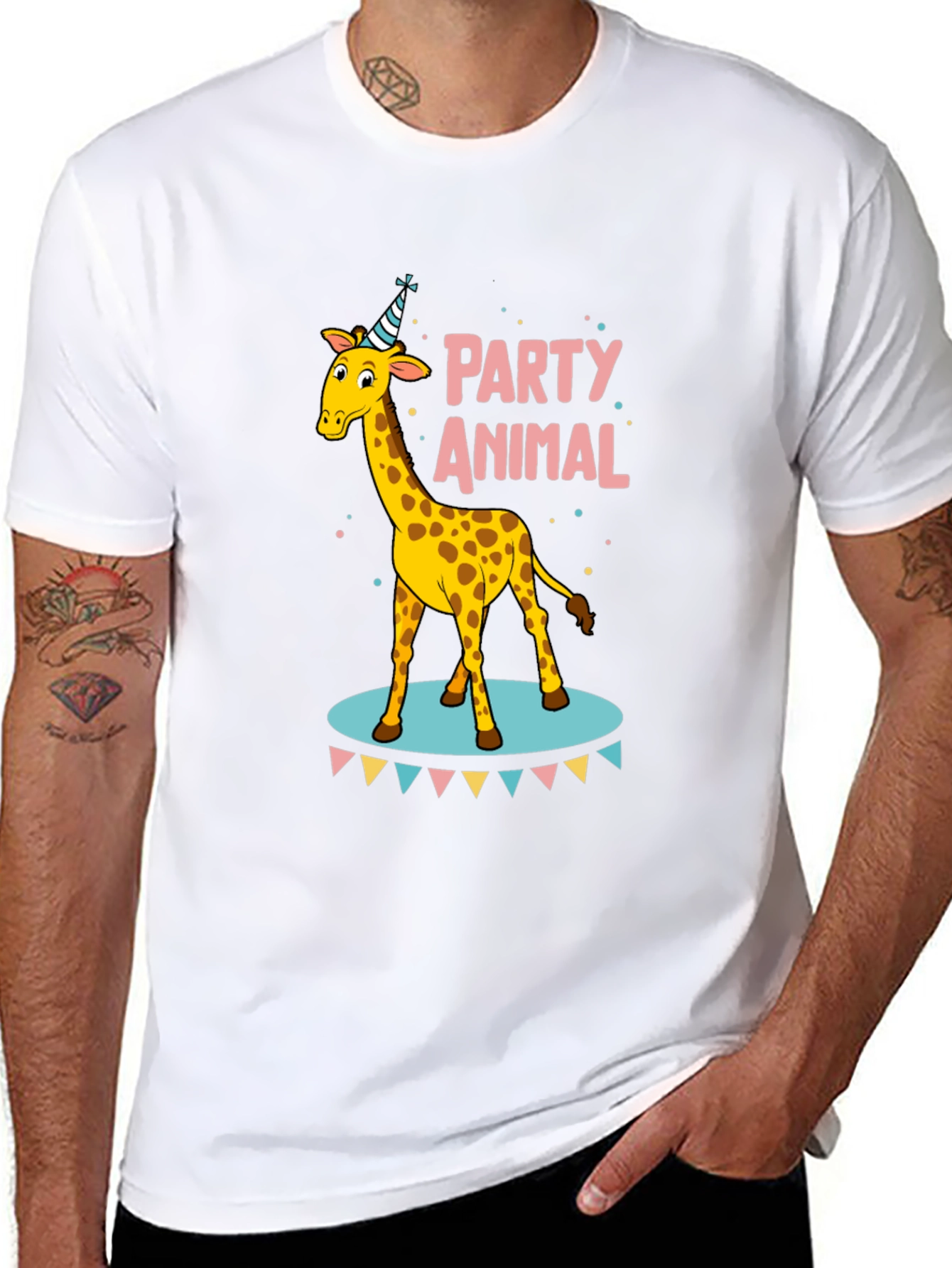 Black Party Animal Giraffe T-Shirt view 8