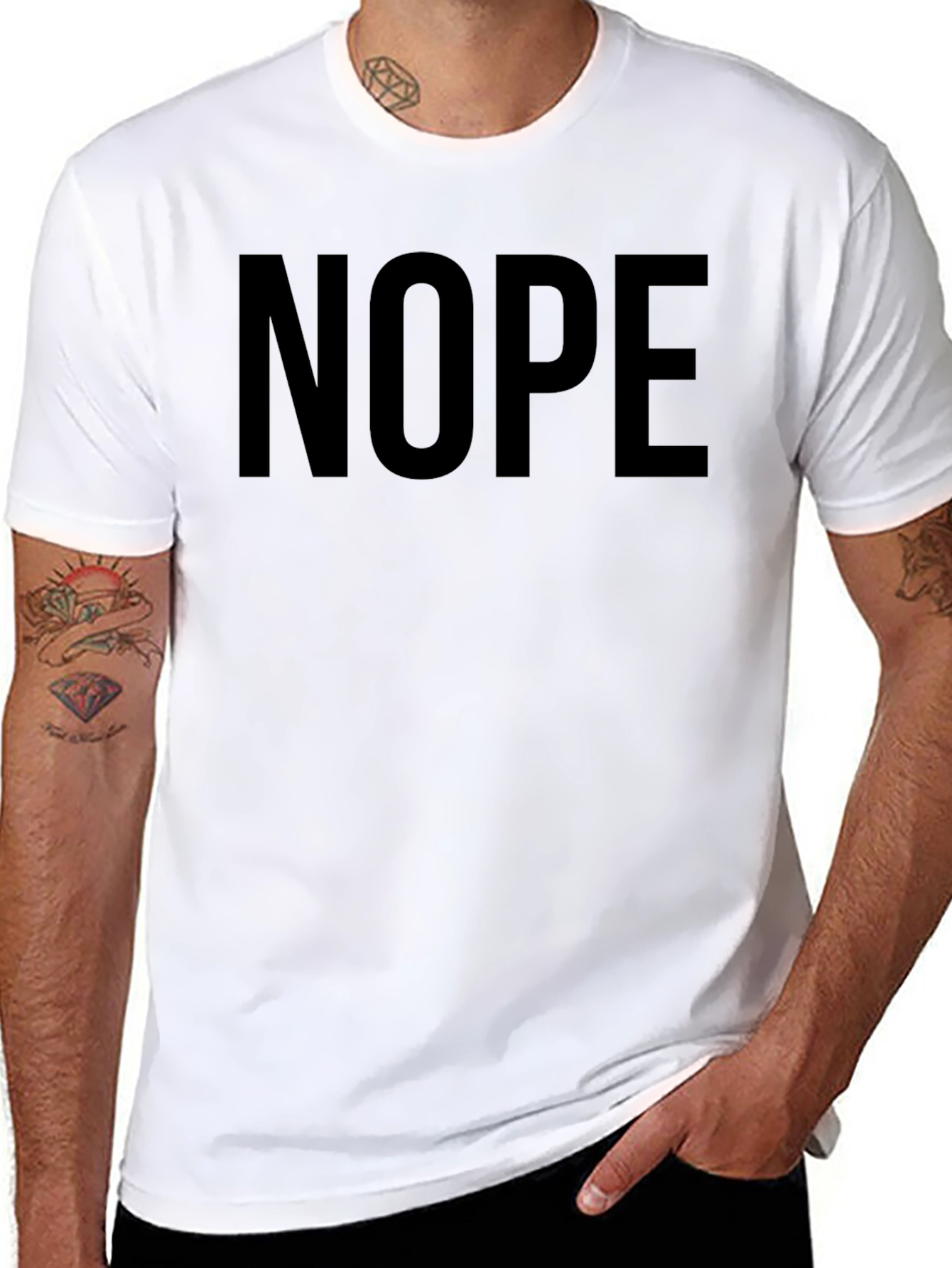 Black Nope Graphic Tee - Black Cotton Blend Crewneck view 8