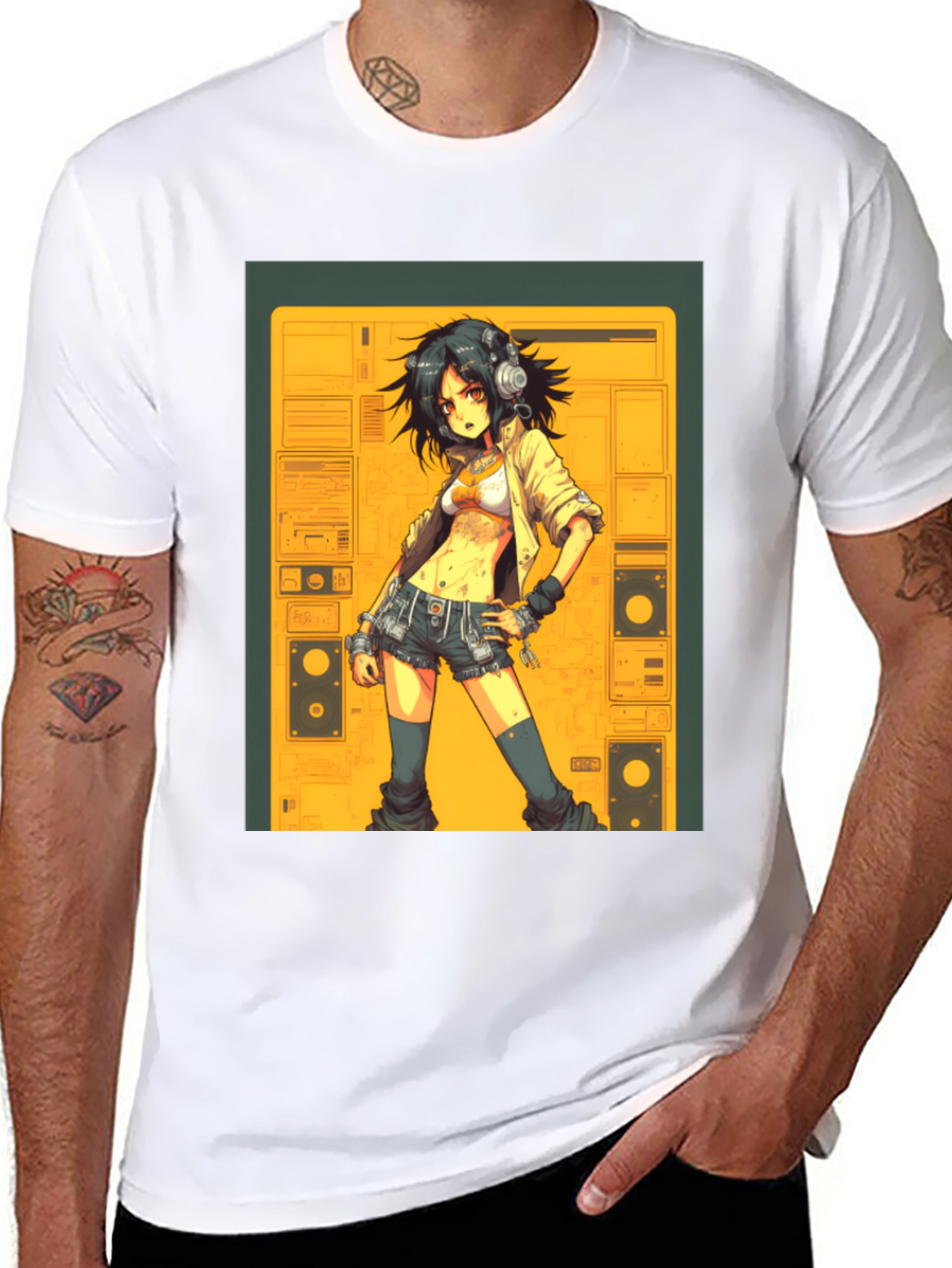 Black Anime Girl Graphic Tee - Black view 8