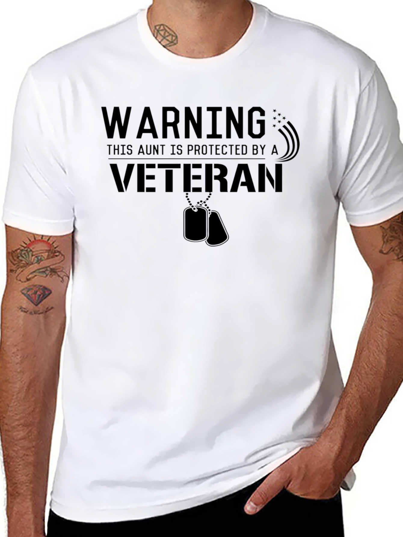 Black Protected Aunt Veteran Graphic Tee view 8