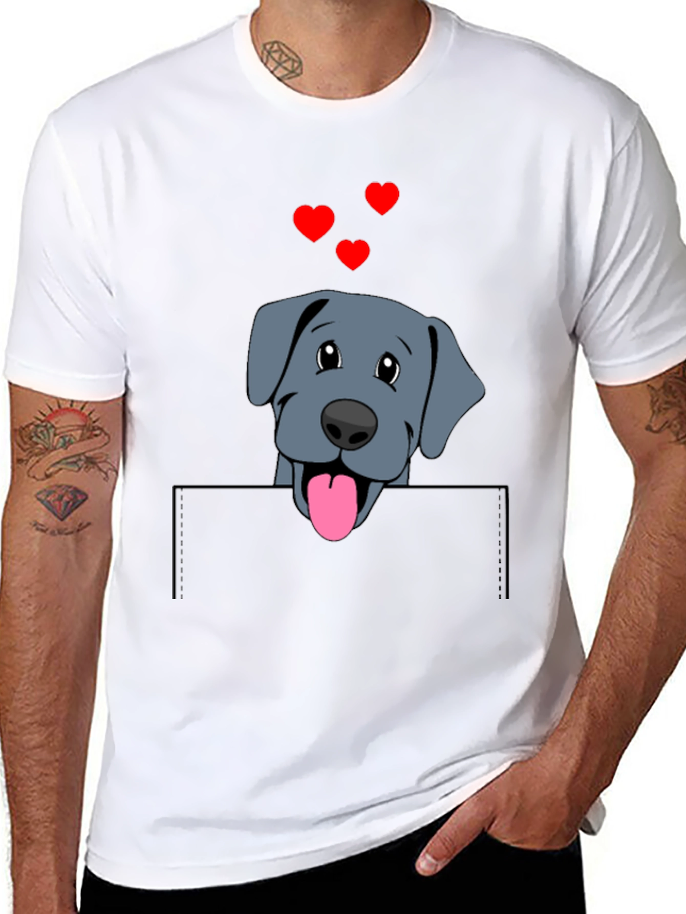 Black Cute Dog in Pocket T-Shirt view 8