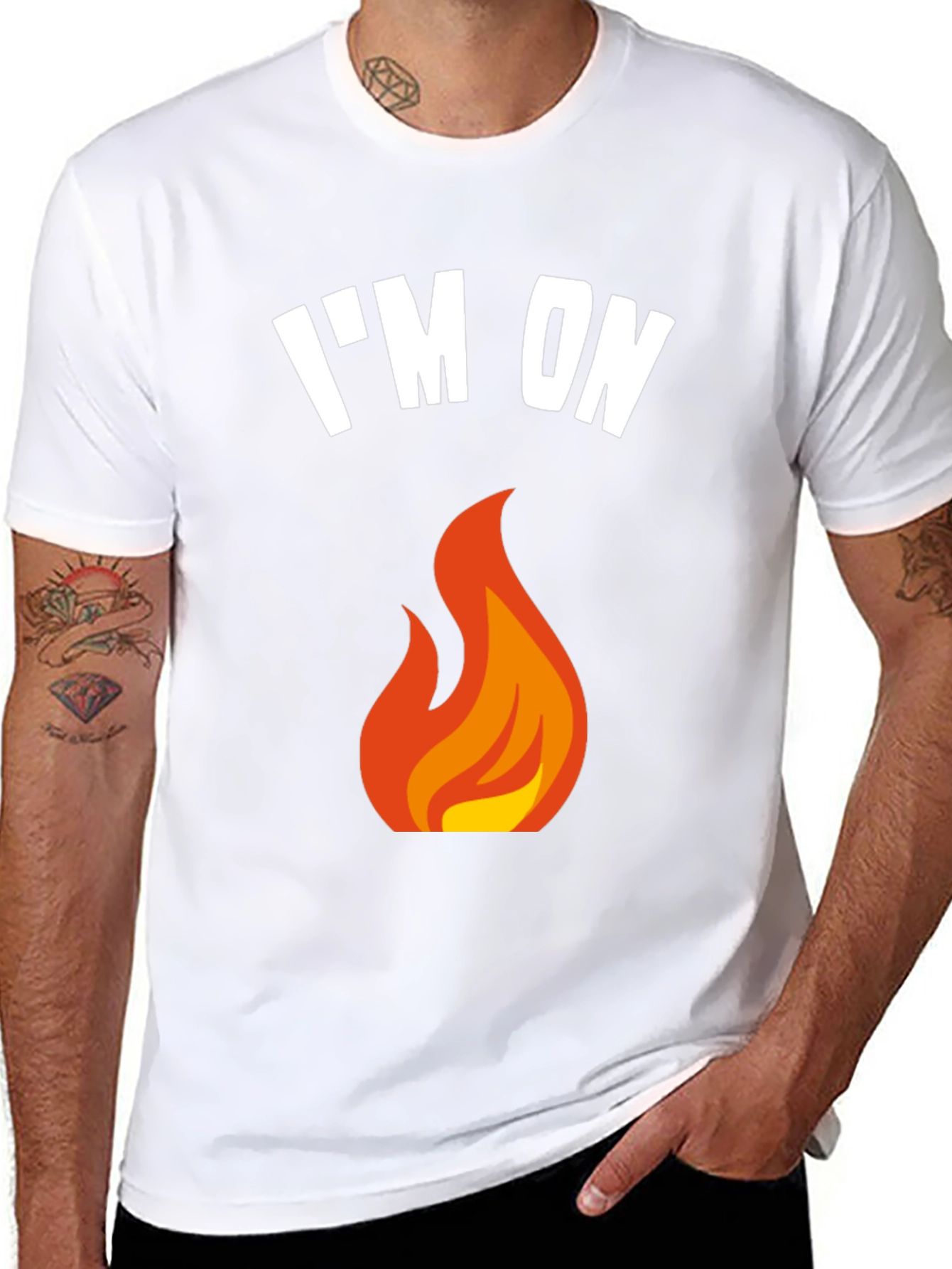 Black I'm On Fire Graphic T-Shirt - Black Crew Neck Tee view 8