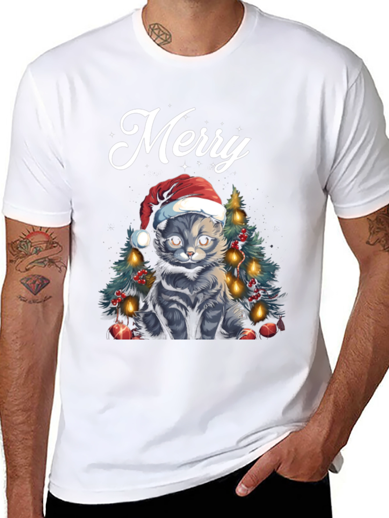 Black Merry Catmas T-Shirt view 8