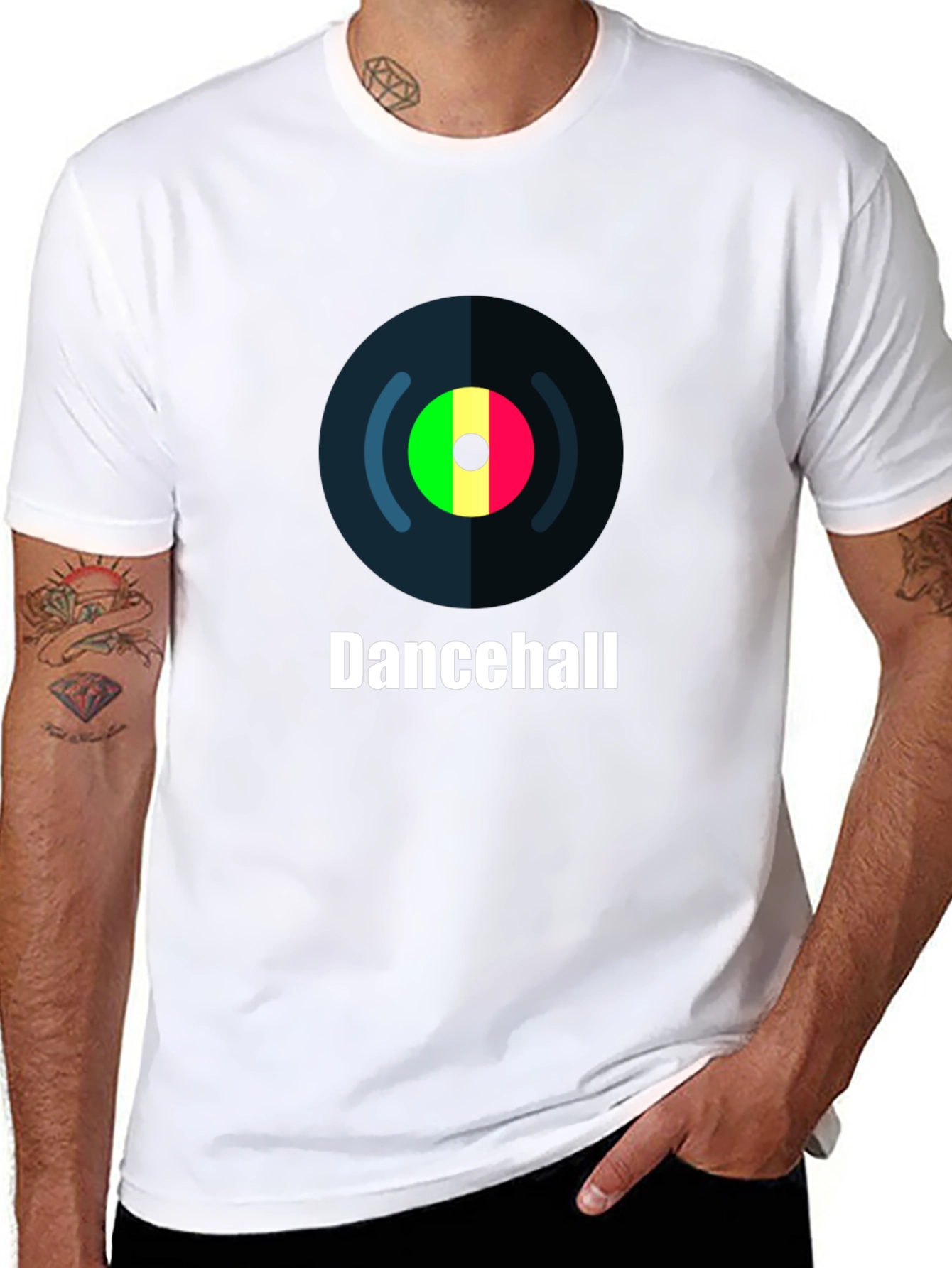 Black Dancehall Record Graphic T-Shirt view 8