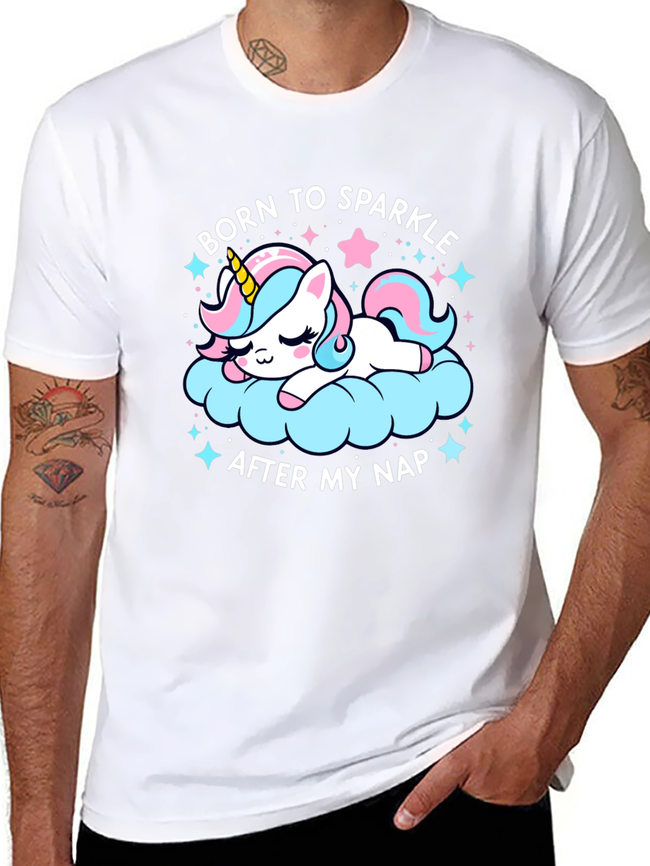 Black Born to Sparkle Unicorn Nap T-Shirt view 8