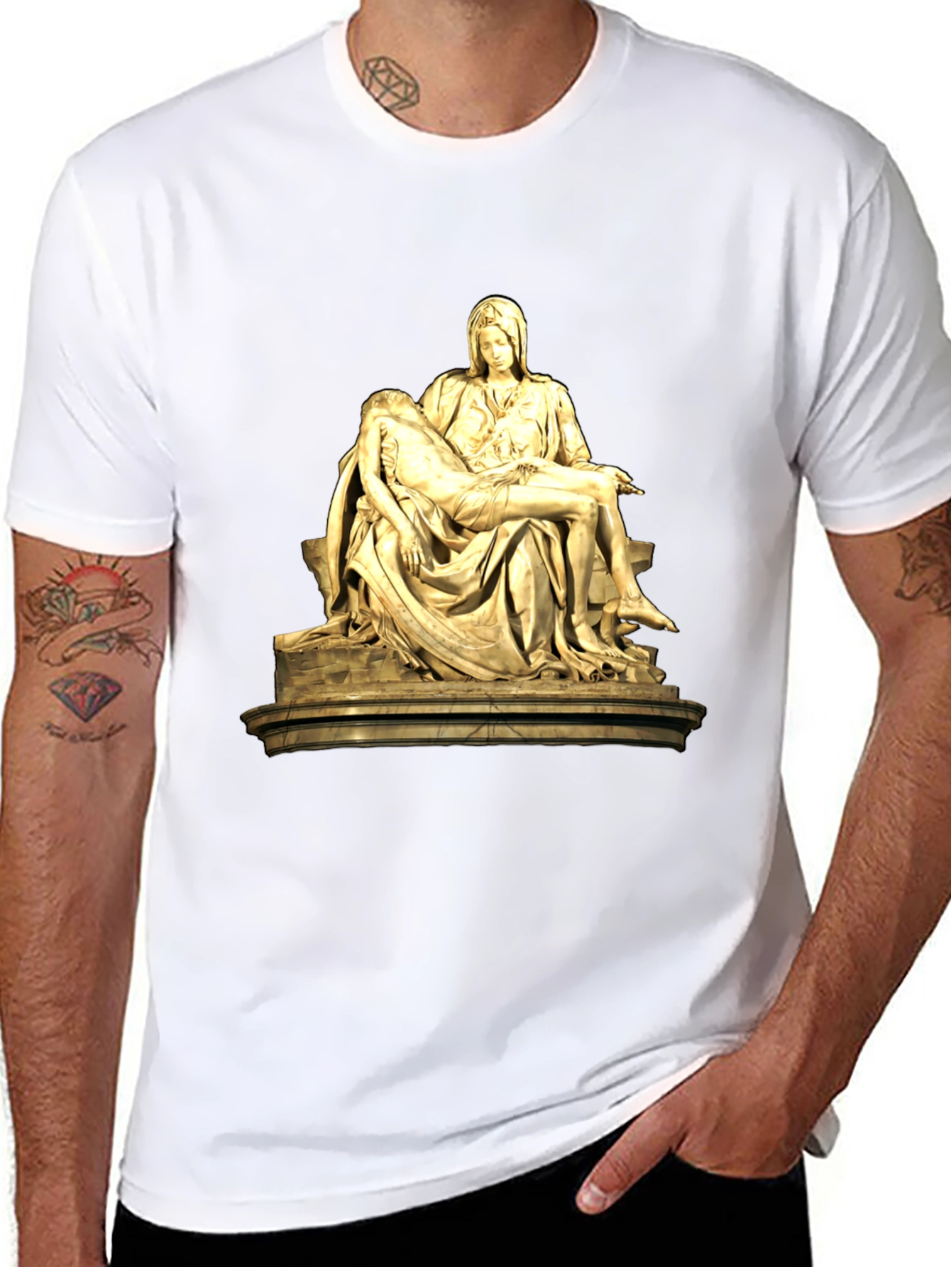 Black Pieta Sculpture Graphic T-Shirt - Classic Art Tee view 8