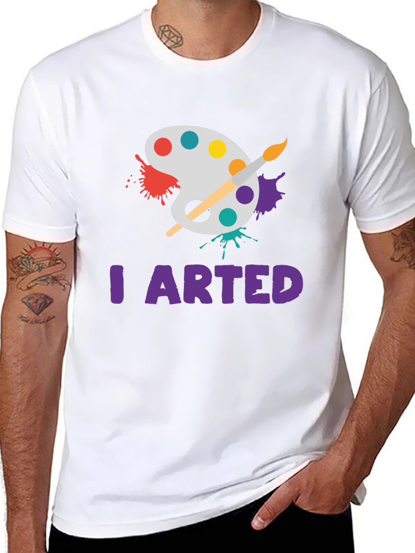 Black I Arted T-Shirt - Painter's Palette Design view 8