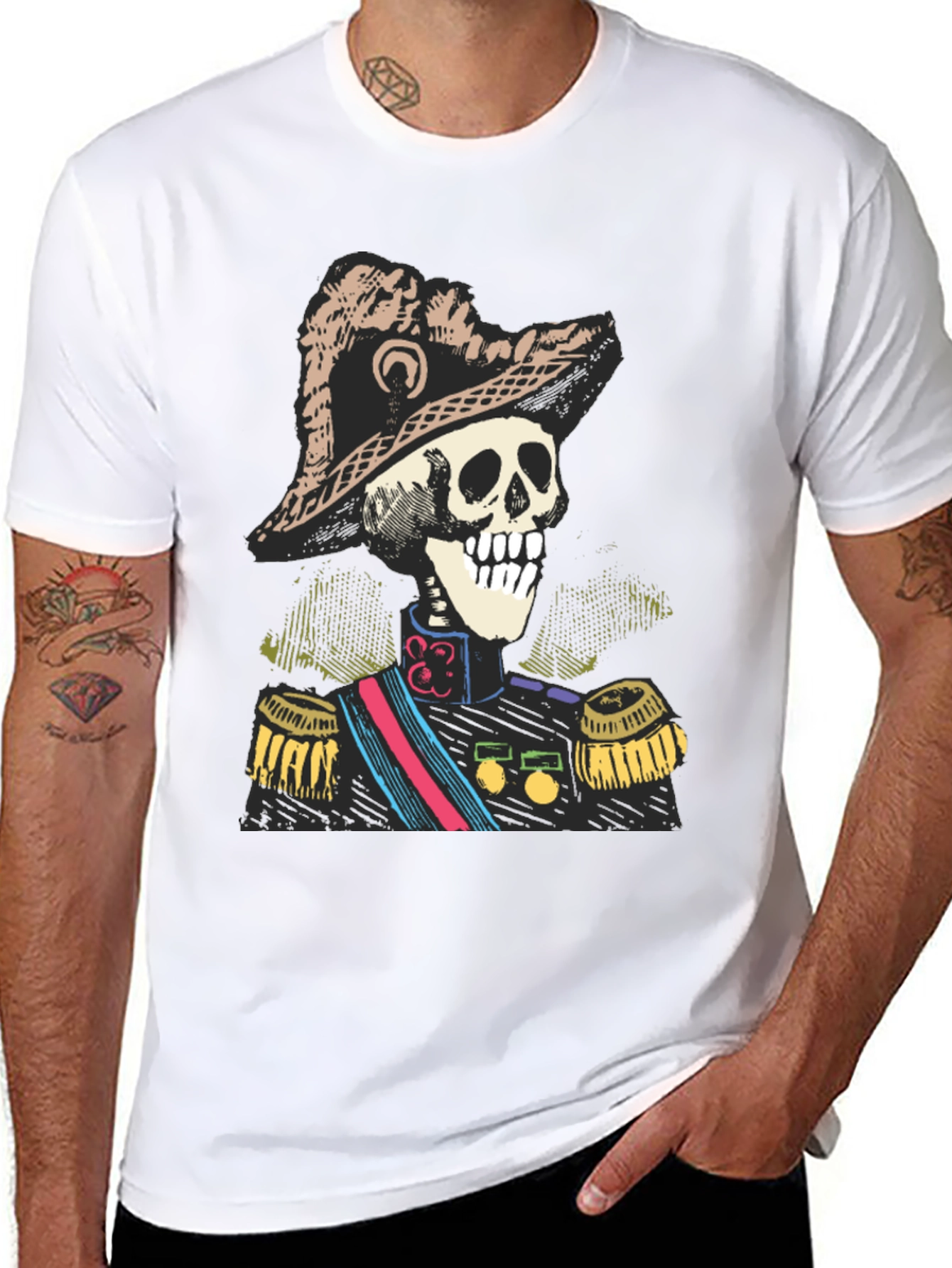 Black Skeleton General T-Shirt - Unique Design view 8