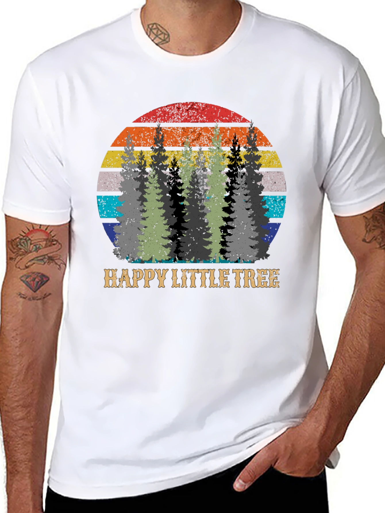 Black Happy Little Tree Graphic T-Shirt view 8