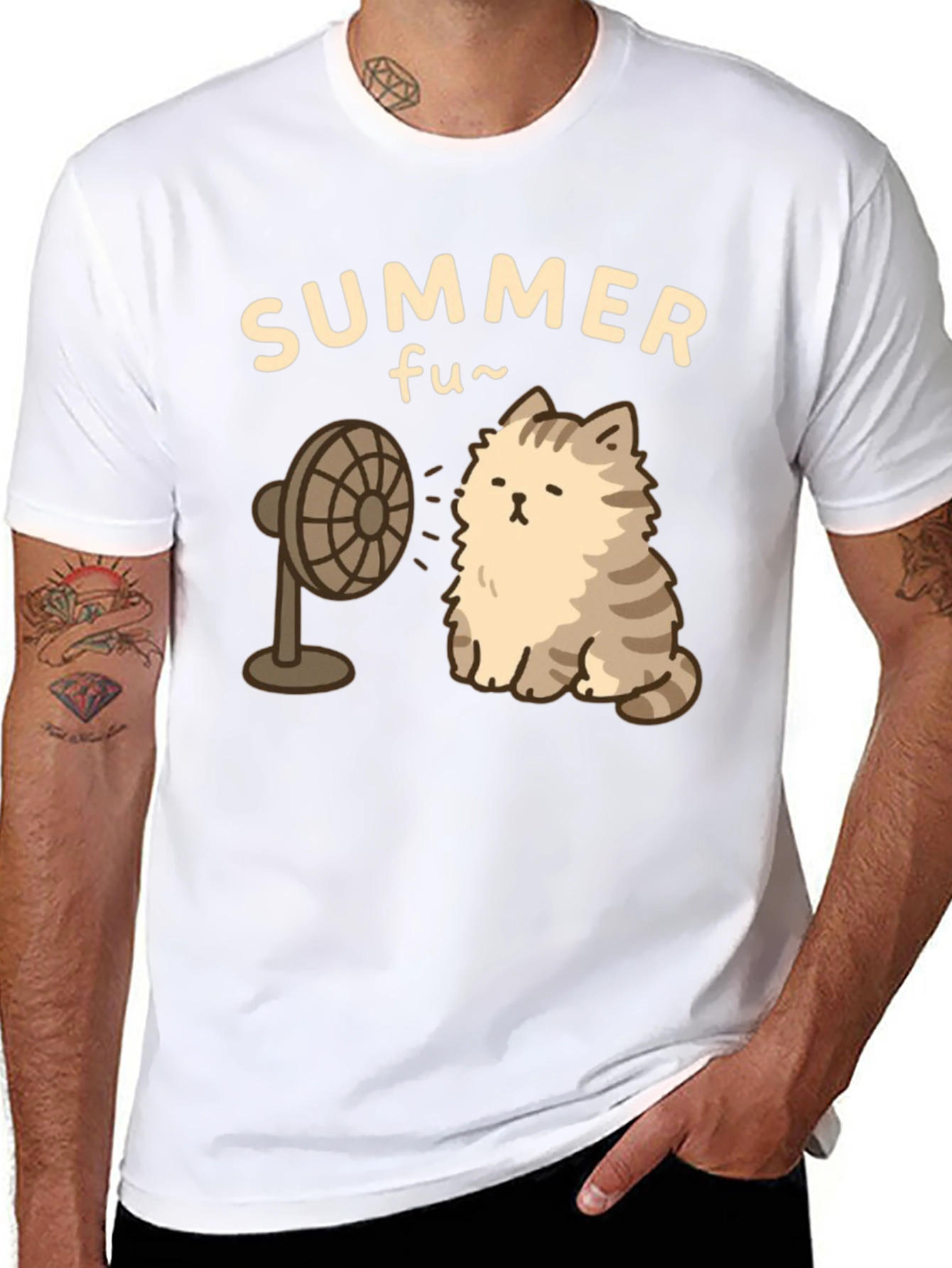 Black Summer Fun Cat T-Shirt view 8