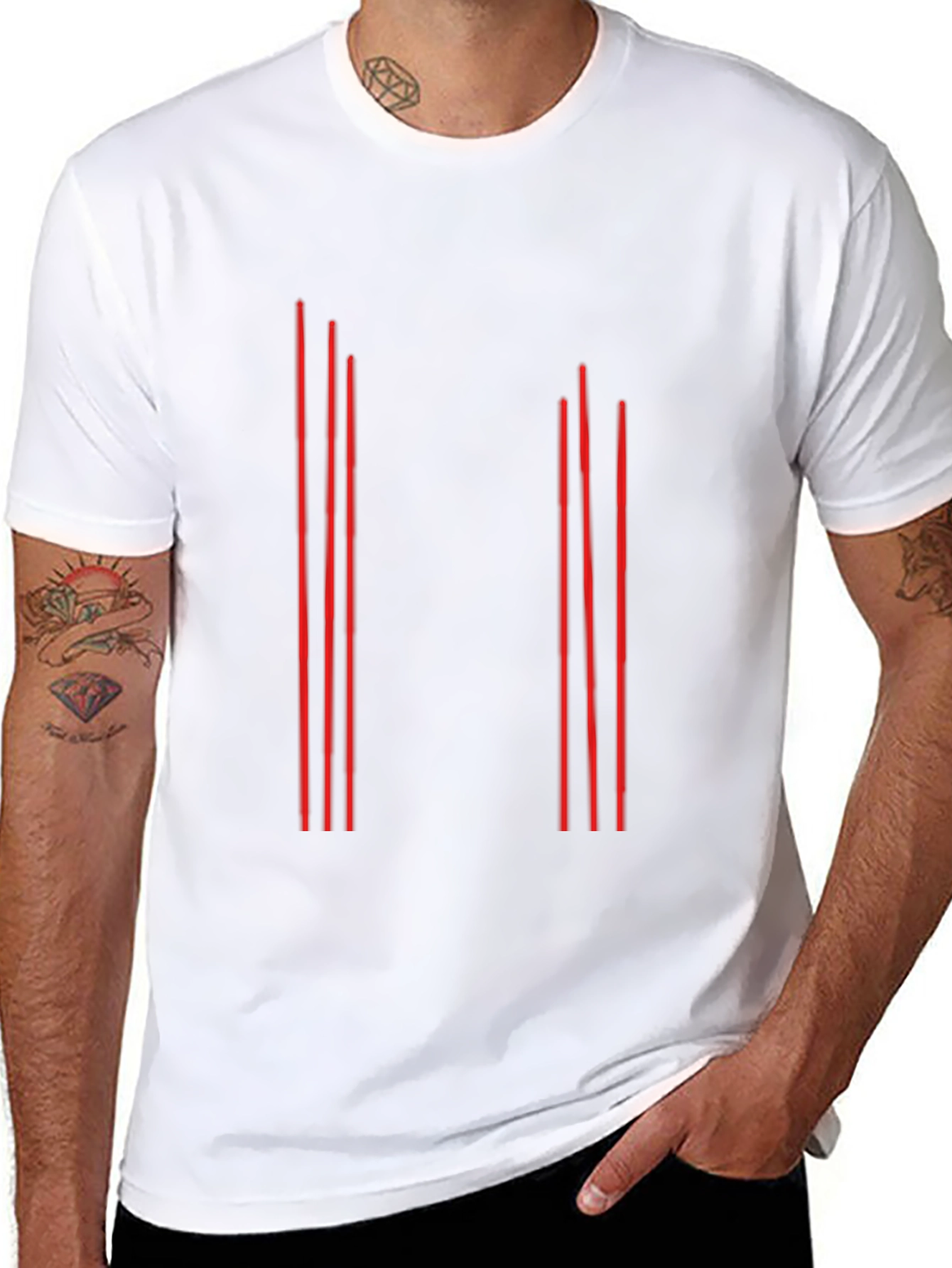 Black Modern Minimalist Vertical Line Graphic Tee - Black view 8