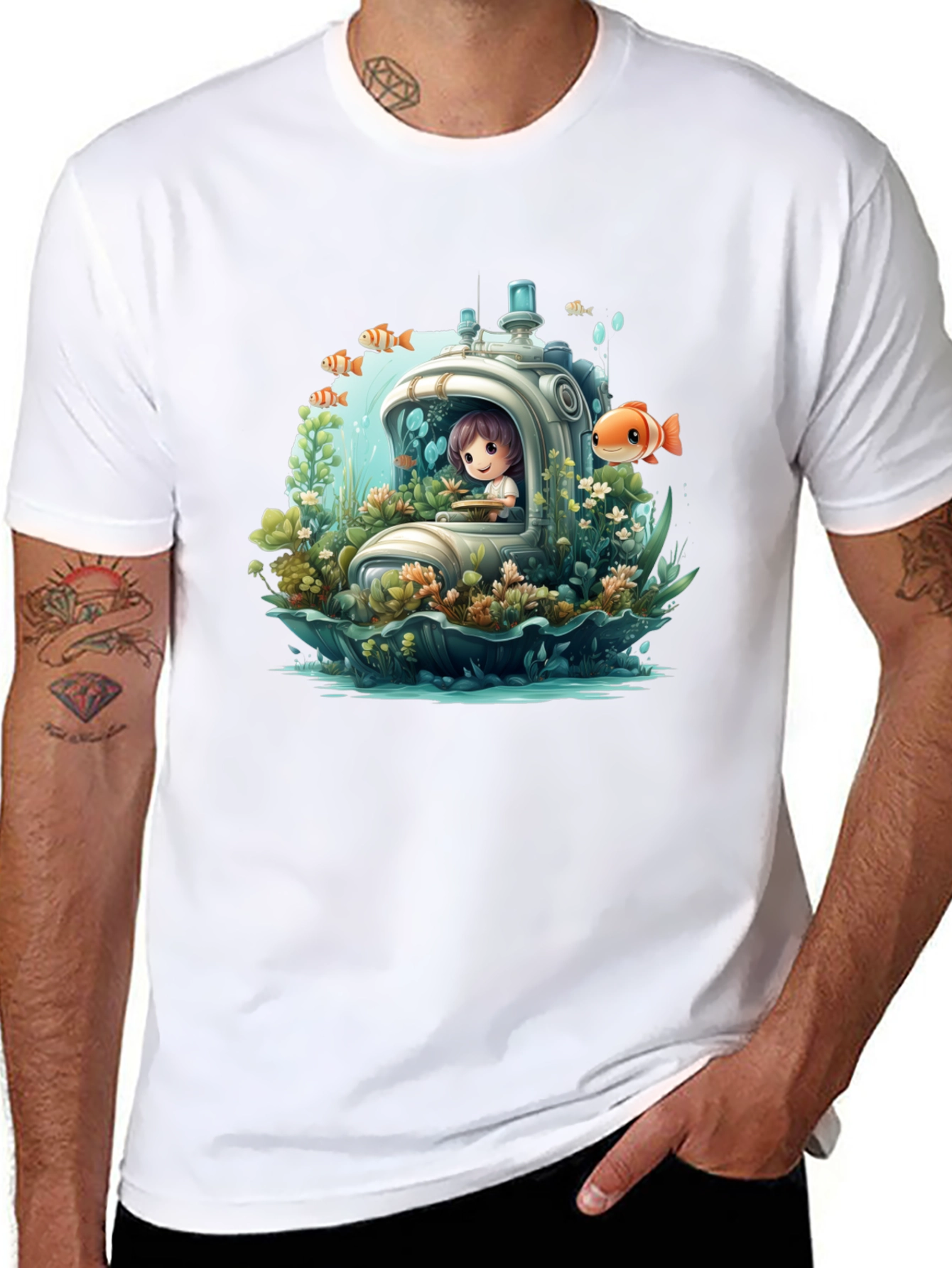 Black Underwater Adventure T-Shirt view 8