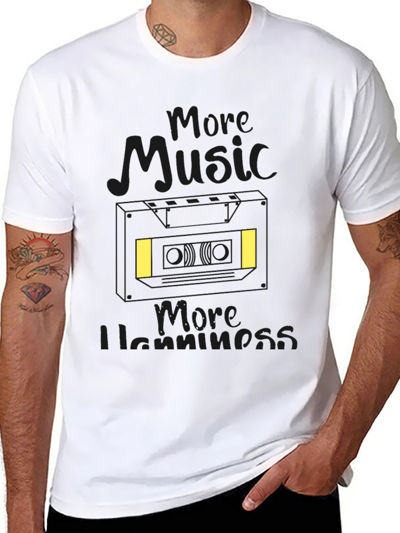 Black More Music More Happiness Black T-Shirt view 8