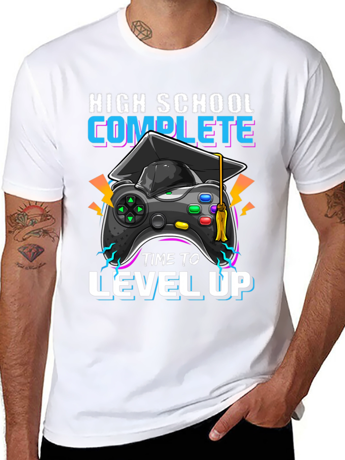 Black High School Complete Level Up Gamer T-Shirt view 8