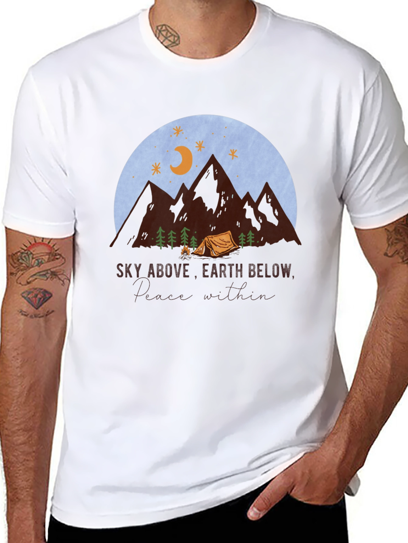 Black Nature Lover T-Shirt - Sky Above Earth Below view 8
