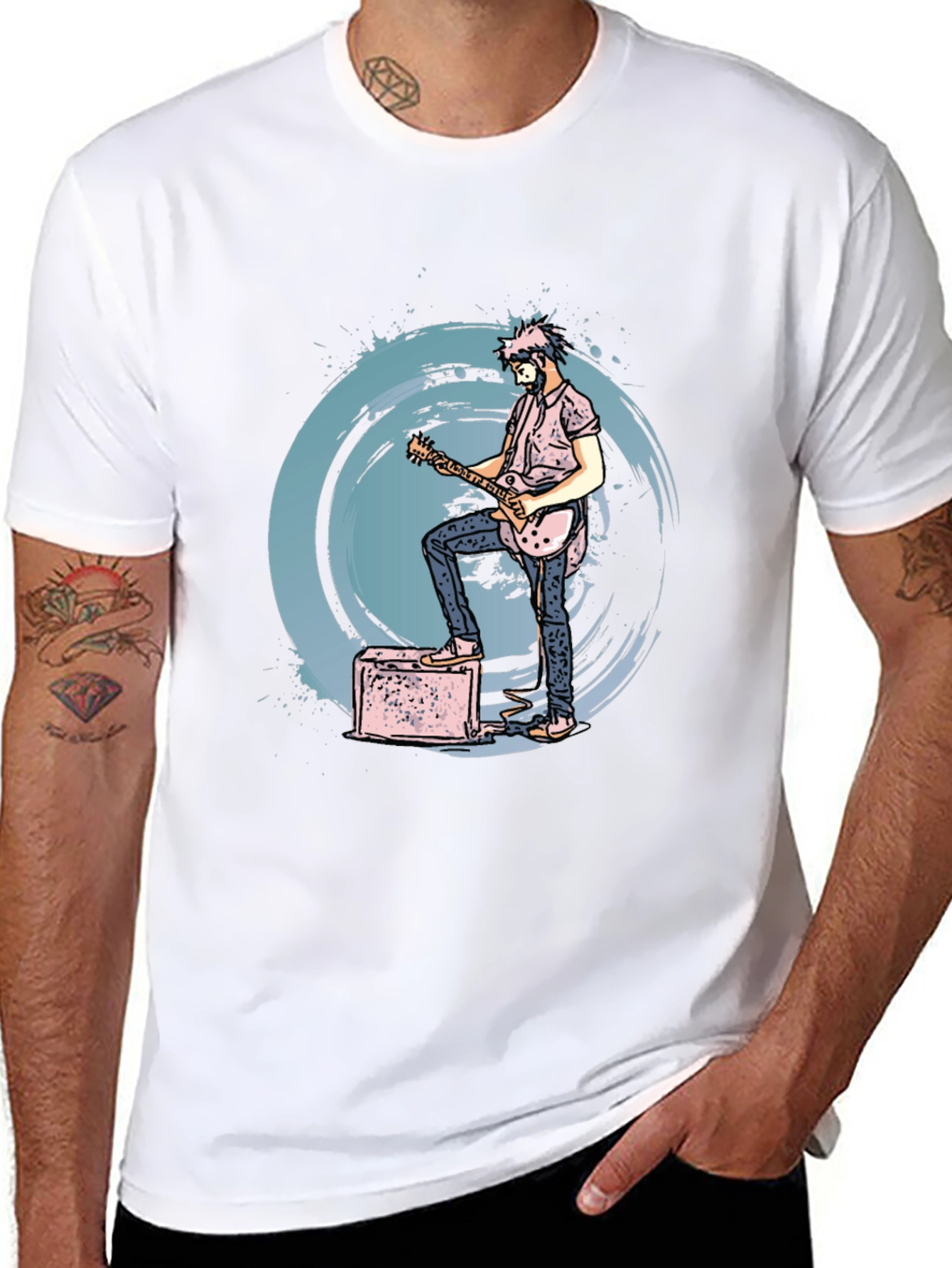 Black Guitarist Graphic Tee - Rock Concert Style view 8