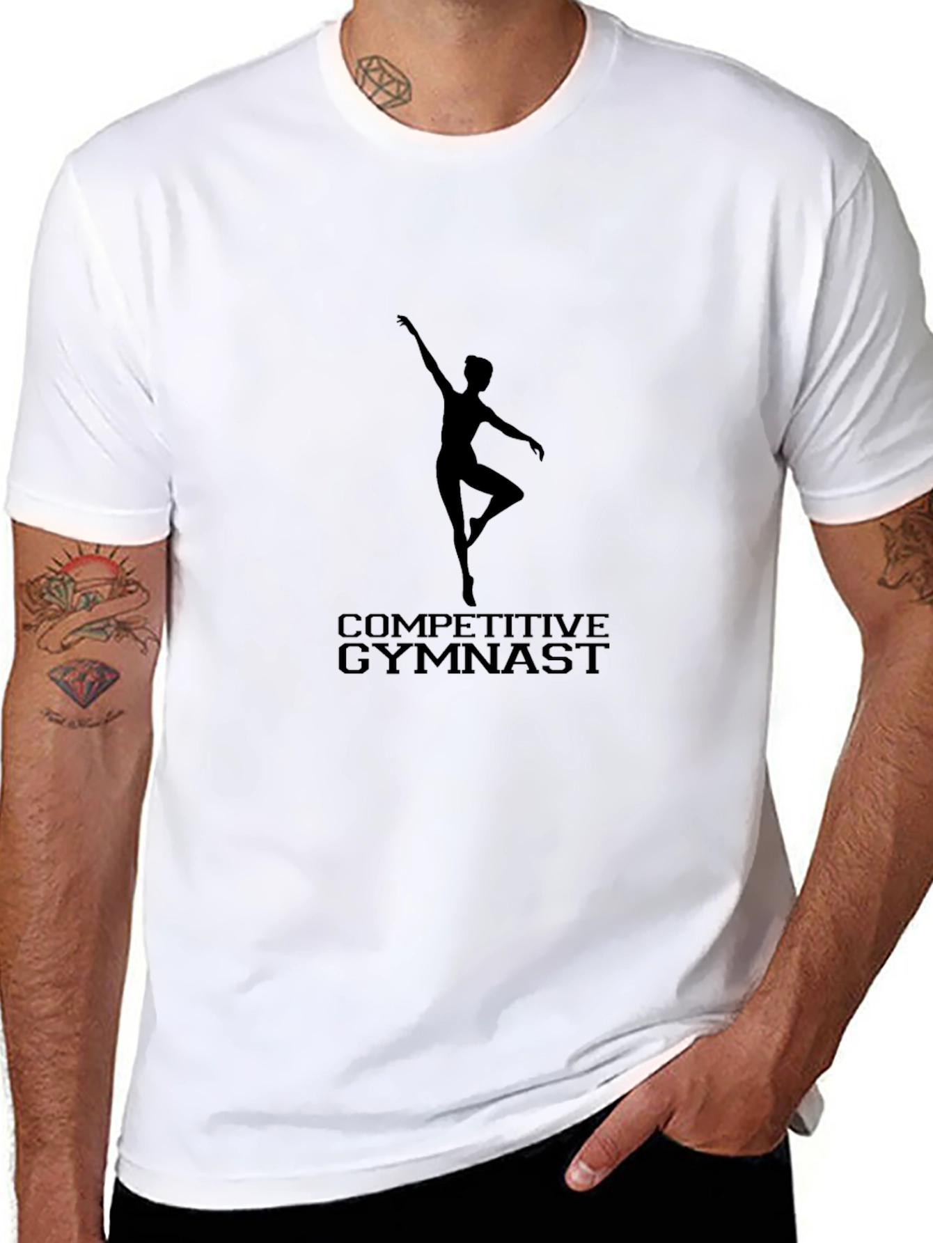 Black Competitive Gymnast Black T-Shirt view 8