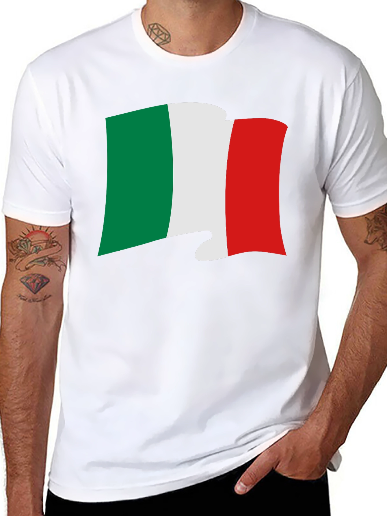 Black Italy Flag Graphic Tee - Black Italian Pride T-Shirt view 8