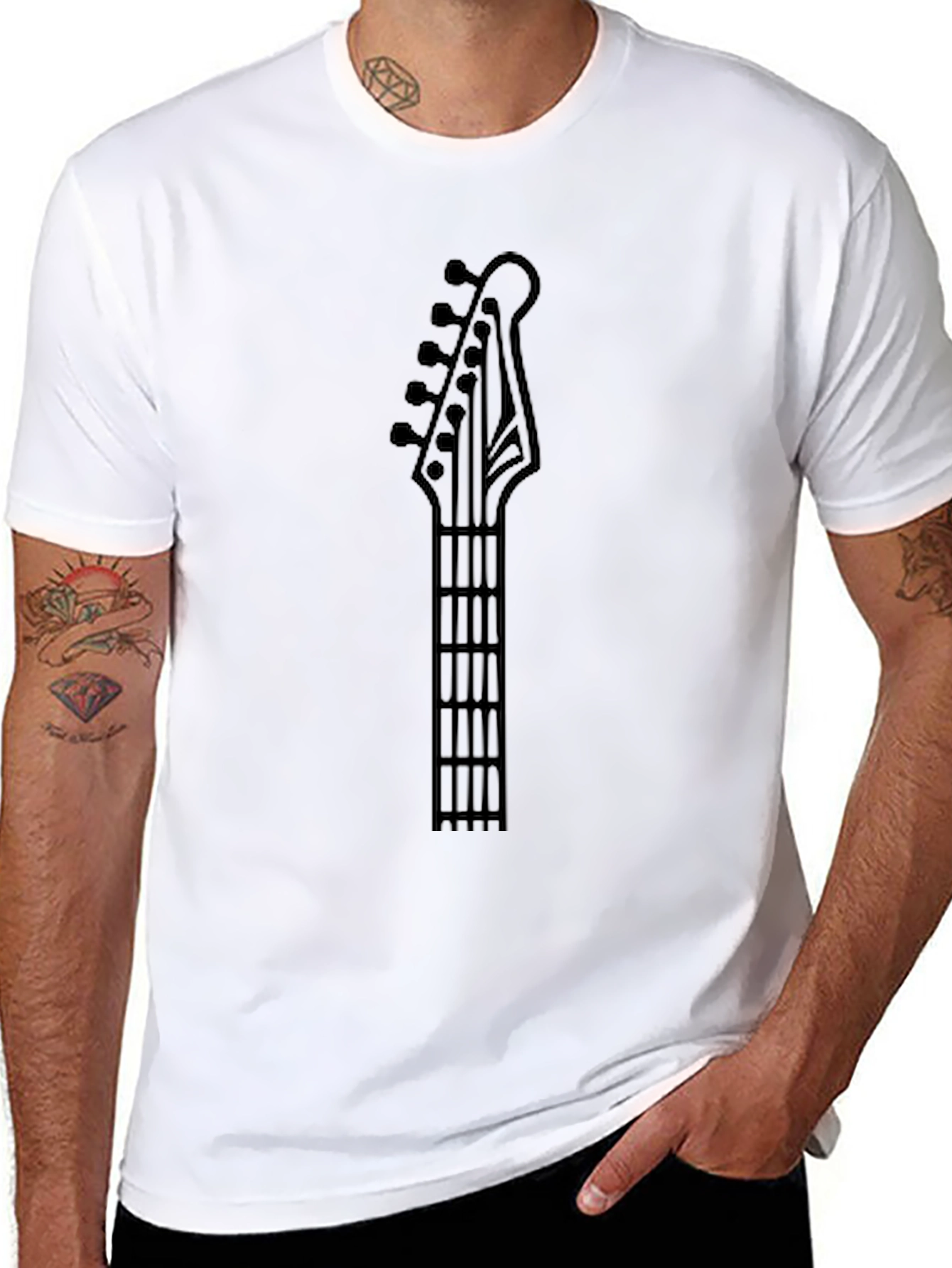 Black Guitar Headstock Graphic Tee - Black view 8