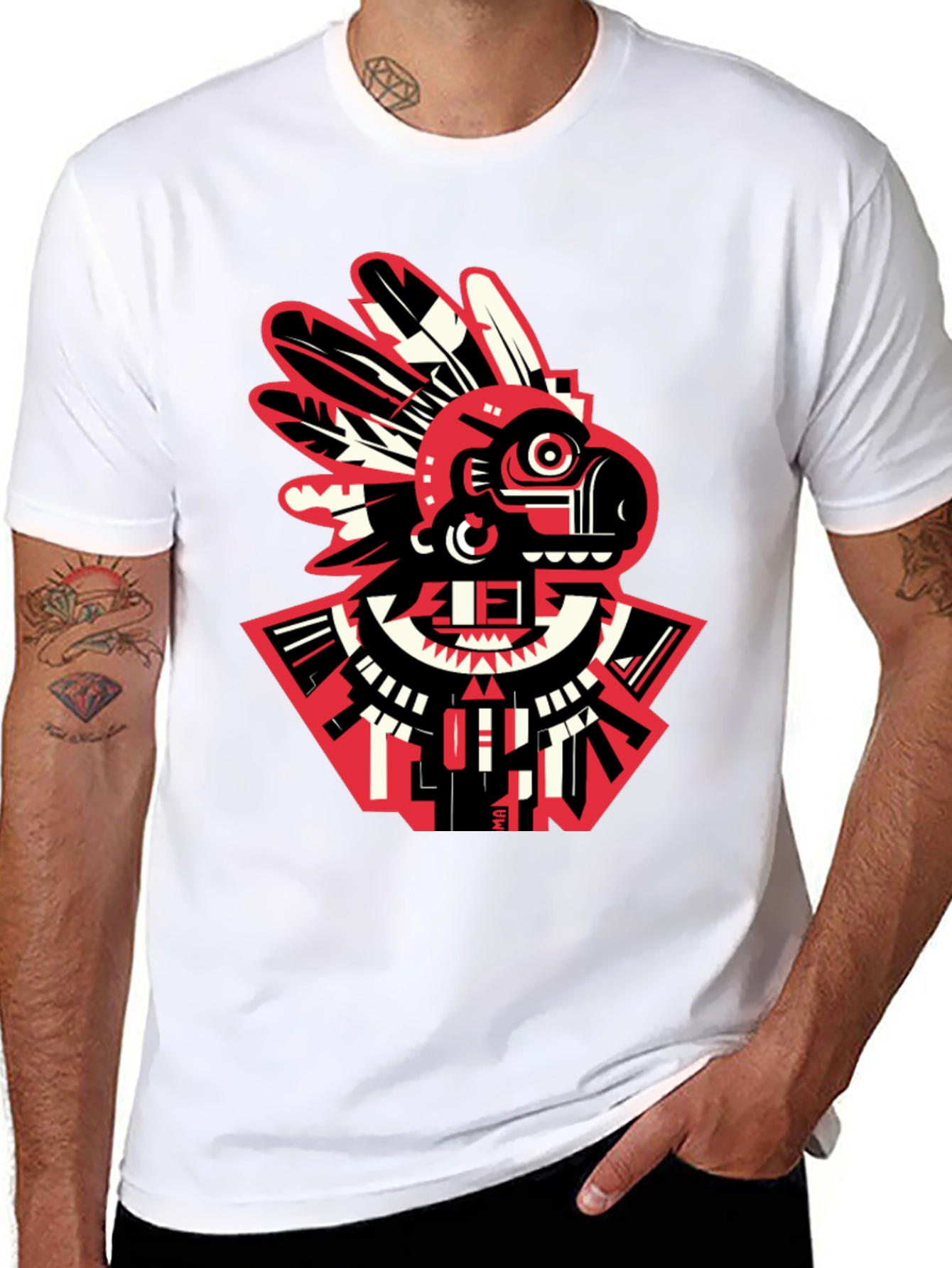 Black Aztec Bird Graphic T-Shirt - Modern Tribal Tee view 8
