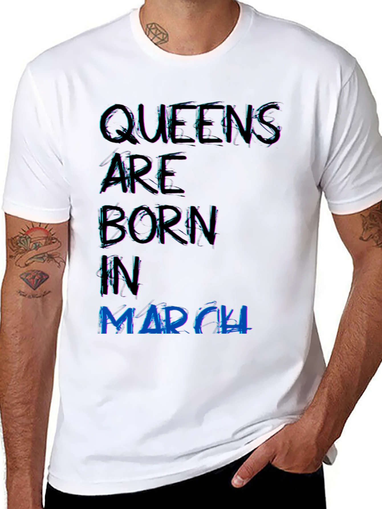 Black Queens are Born in March Black T-Shirt view 8