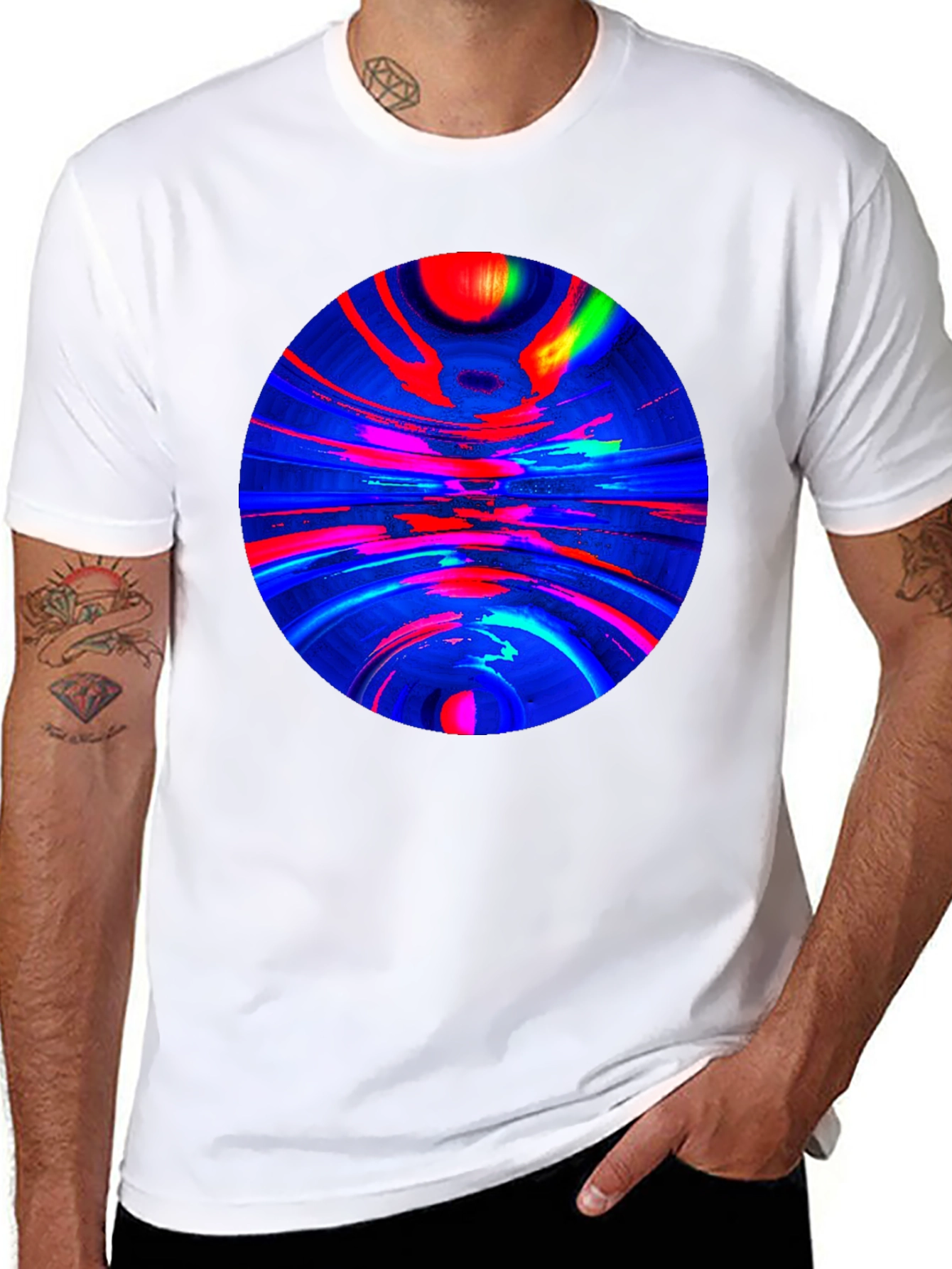 Black Abstract Circle Graphic T-Shirt view 8