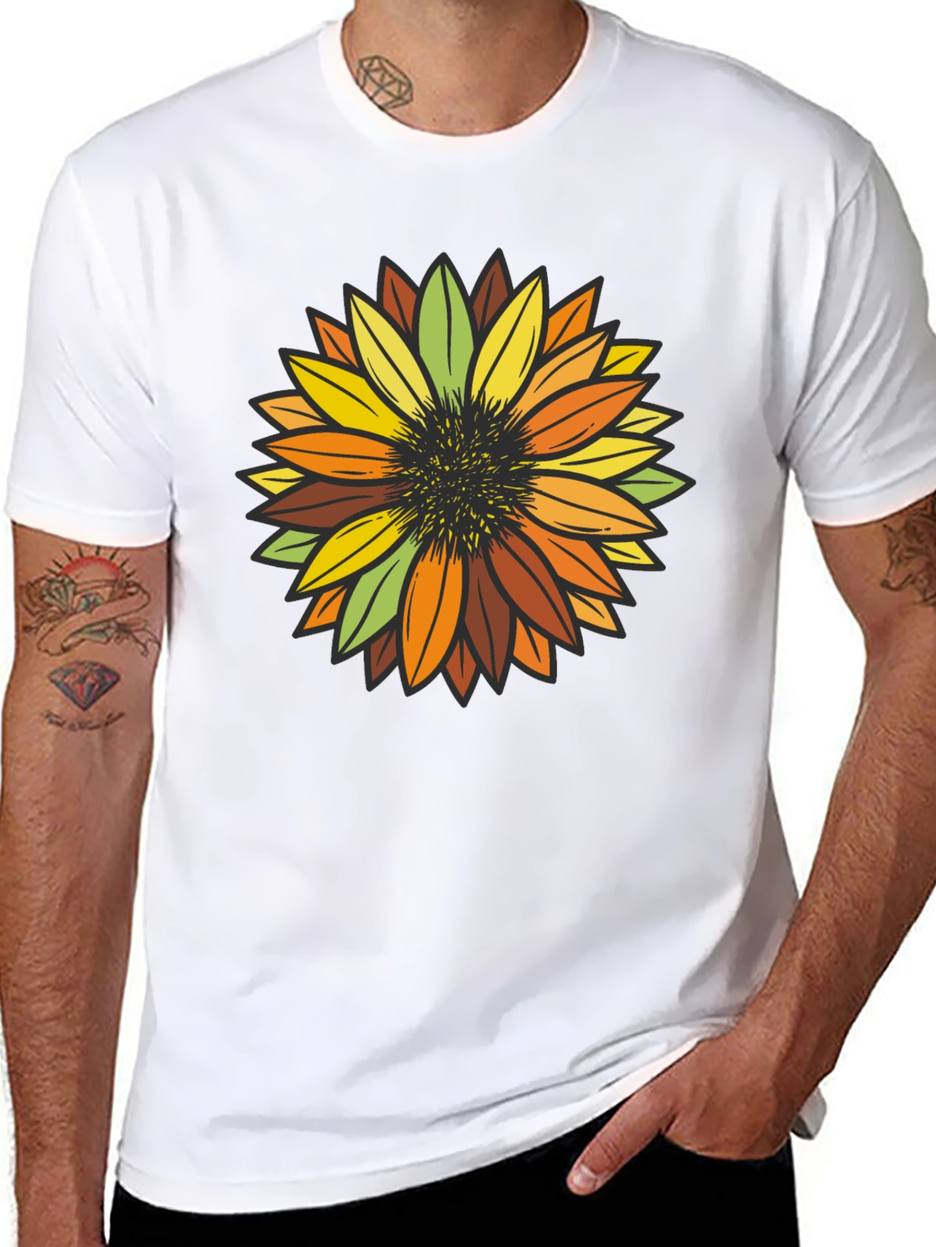 Black Sunflower Graphic Print T-Shirt view 8