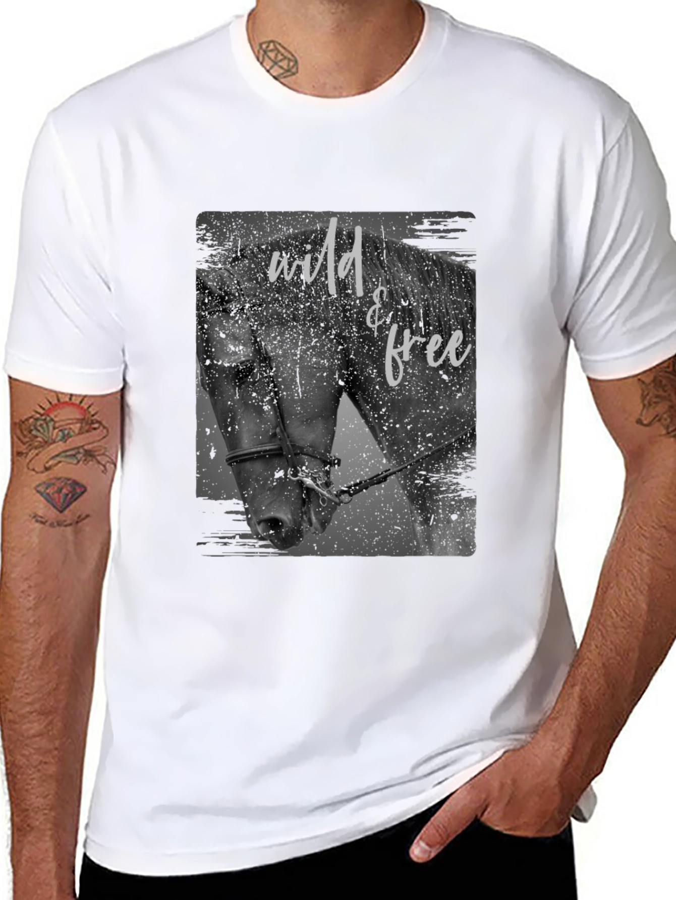 Black Wild & Free Horse Graphic Tee - Black view 8