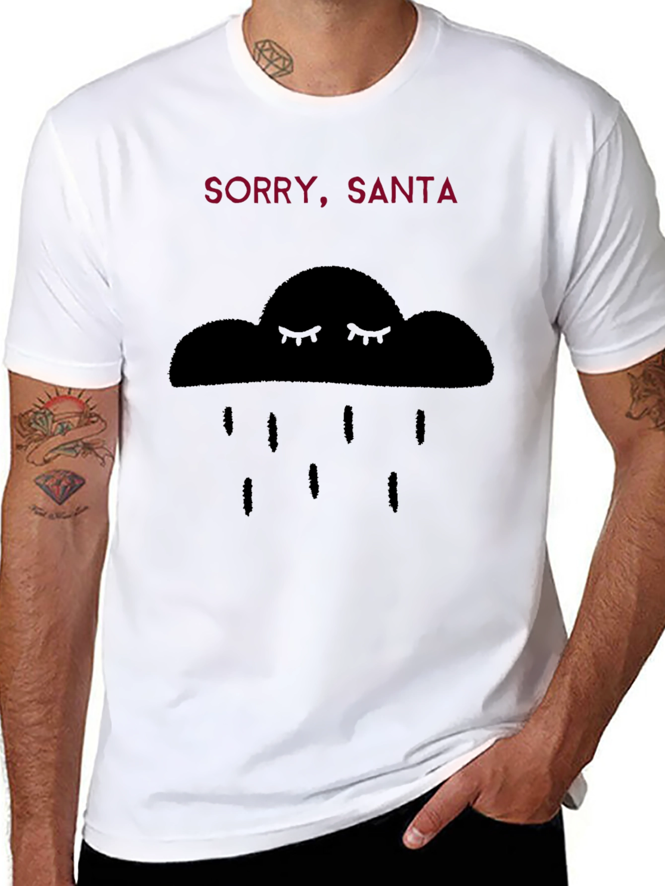 Black Sorry, Santa Funny Graphic T-Shirt - Unisex Black Tee view 8