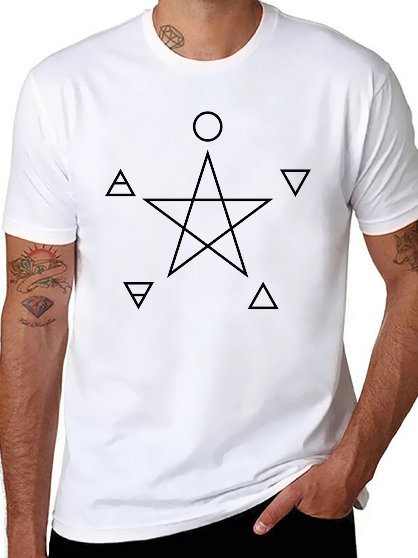 Black Esoteric Pentagram T-Shirt - Occult Symbol Design view 8