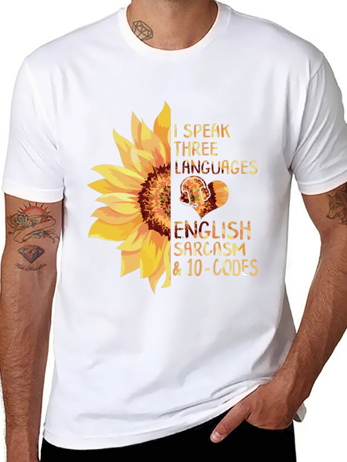 Black I Speak Three Languages Funny Graphic Tee view 8