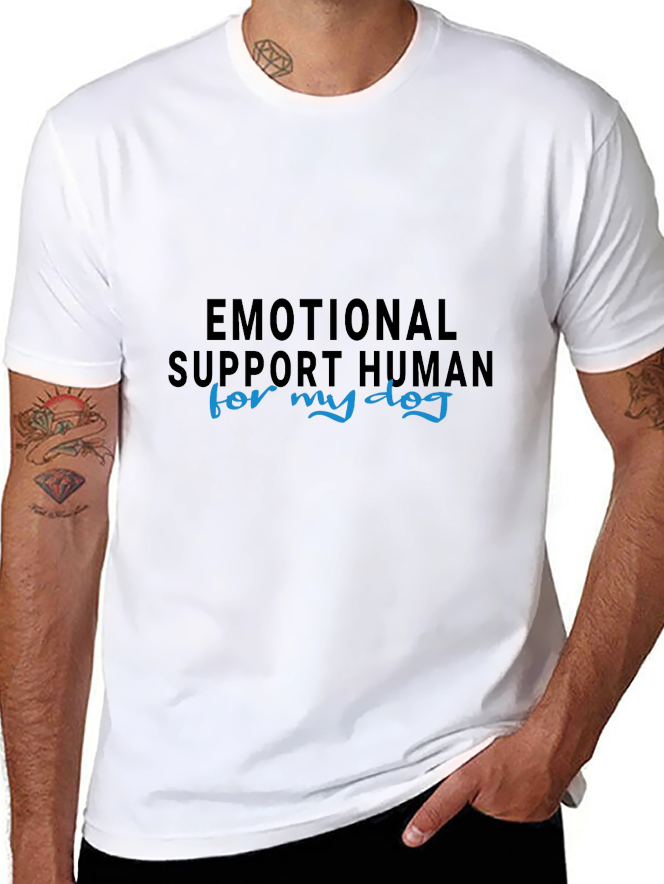 Black Emotional Support Human Dog Lover T-Shirt view 8