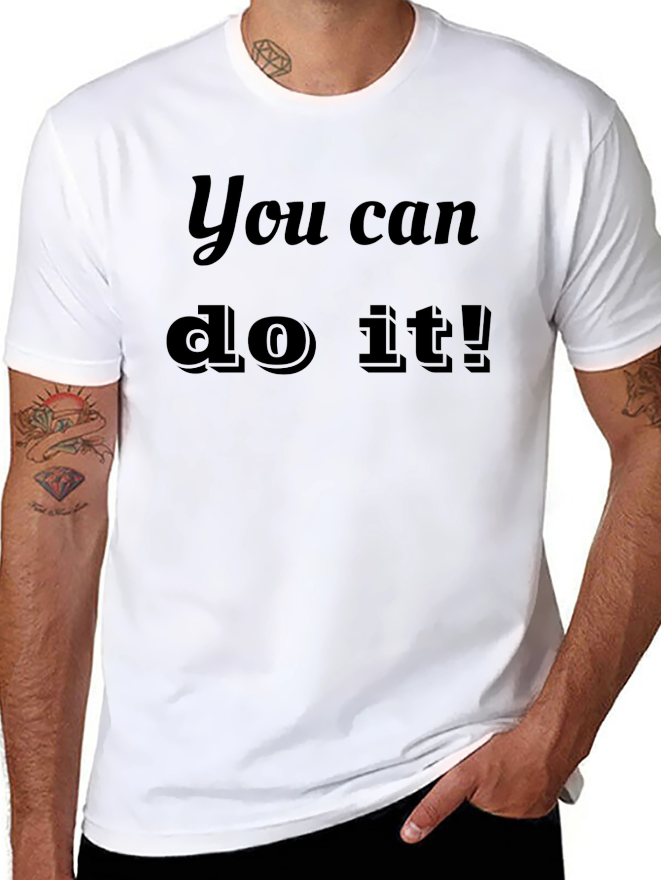 Black Motivational "You Can Do It!" Black T-Shirt view 8