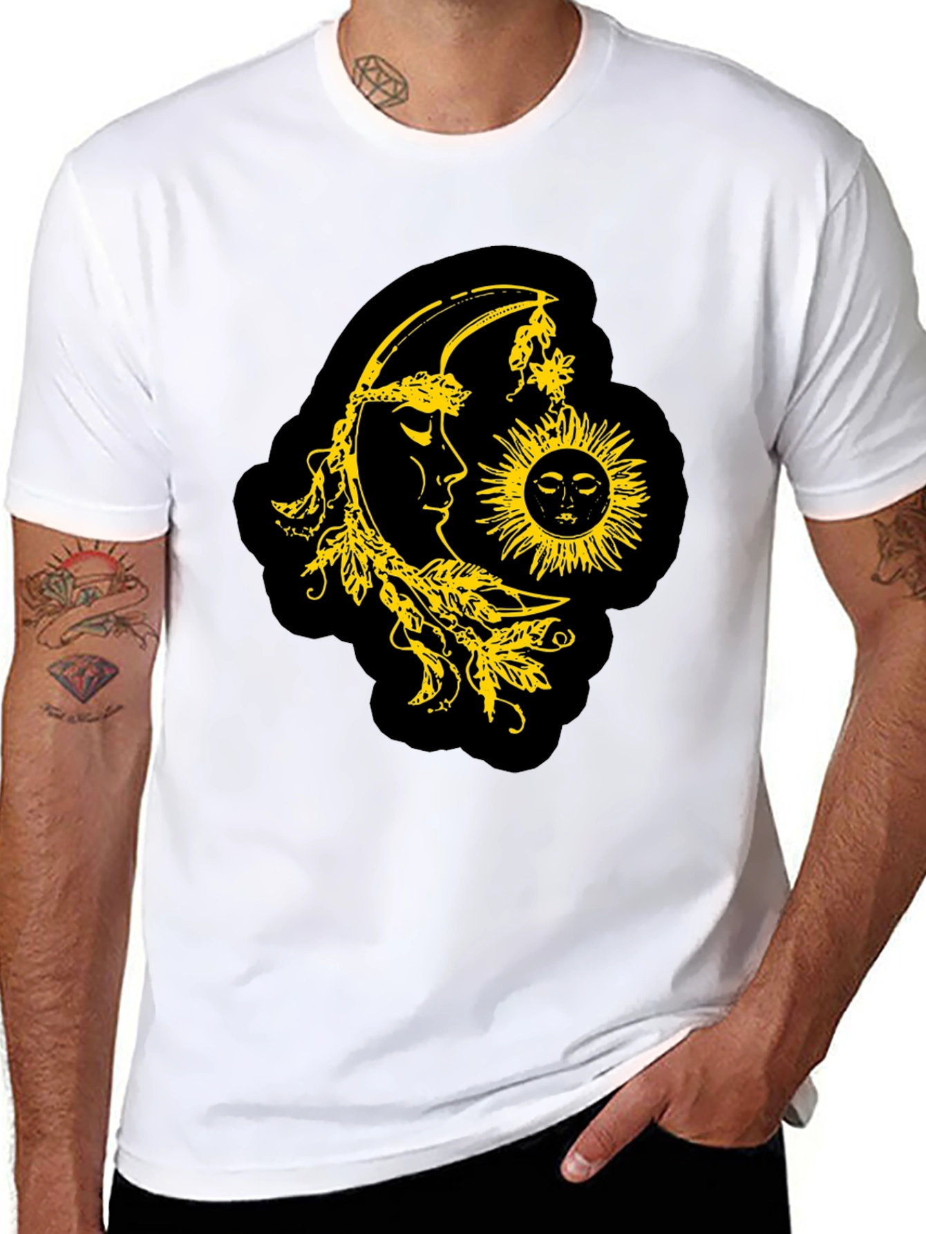 Black Celestial Sun & Moon Graphic T-Shirt - Black view 8