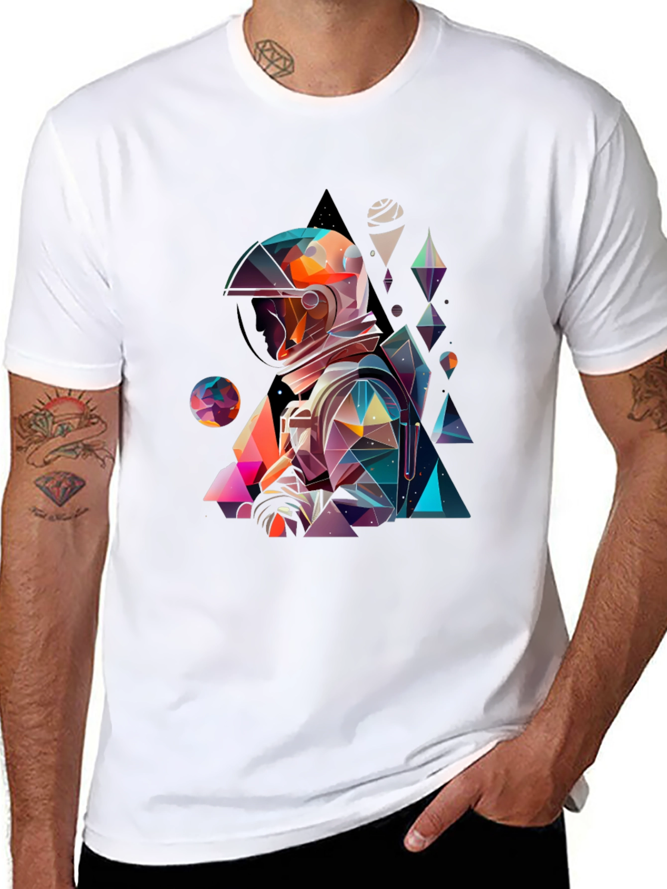 Black Abstract Astronaut Graphic Tee view 8