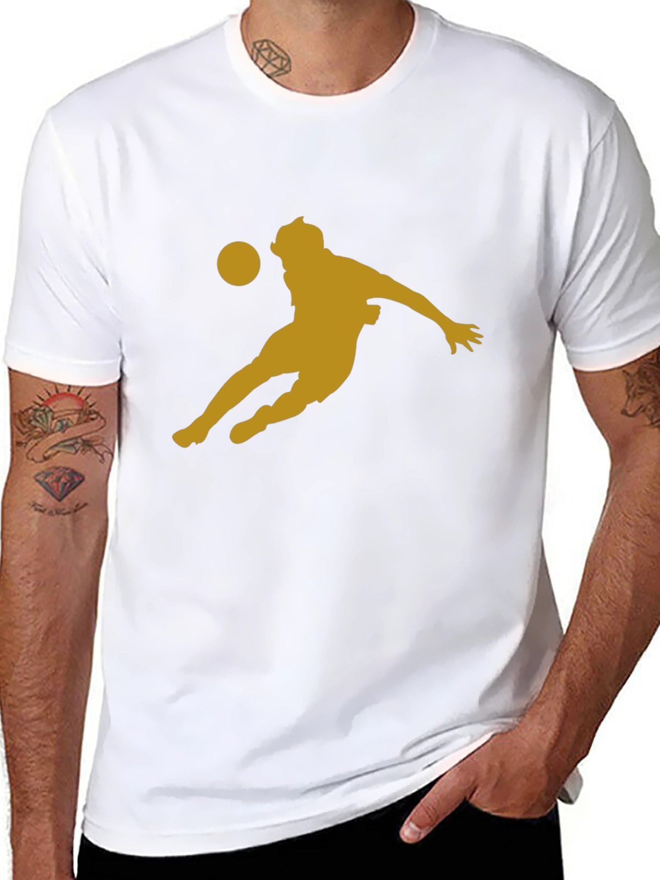 Black Soccer Player Graphic Tee - Black Cotton Blend view 8
