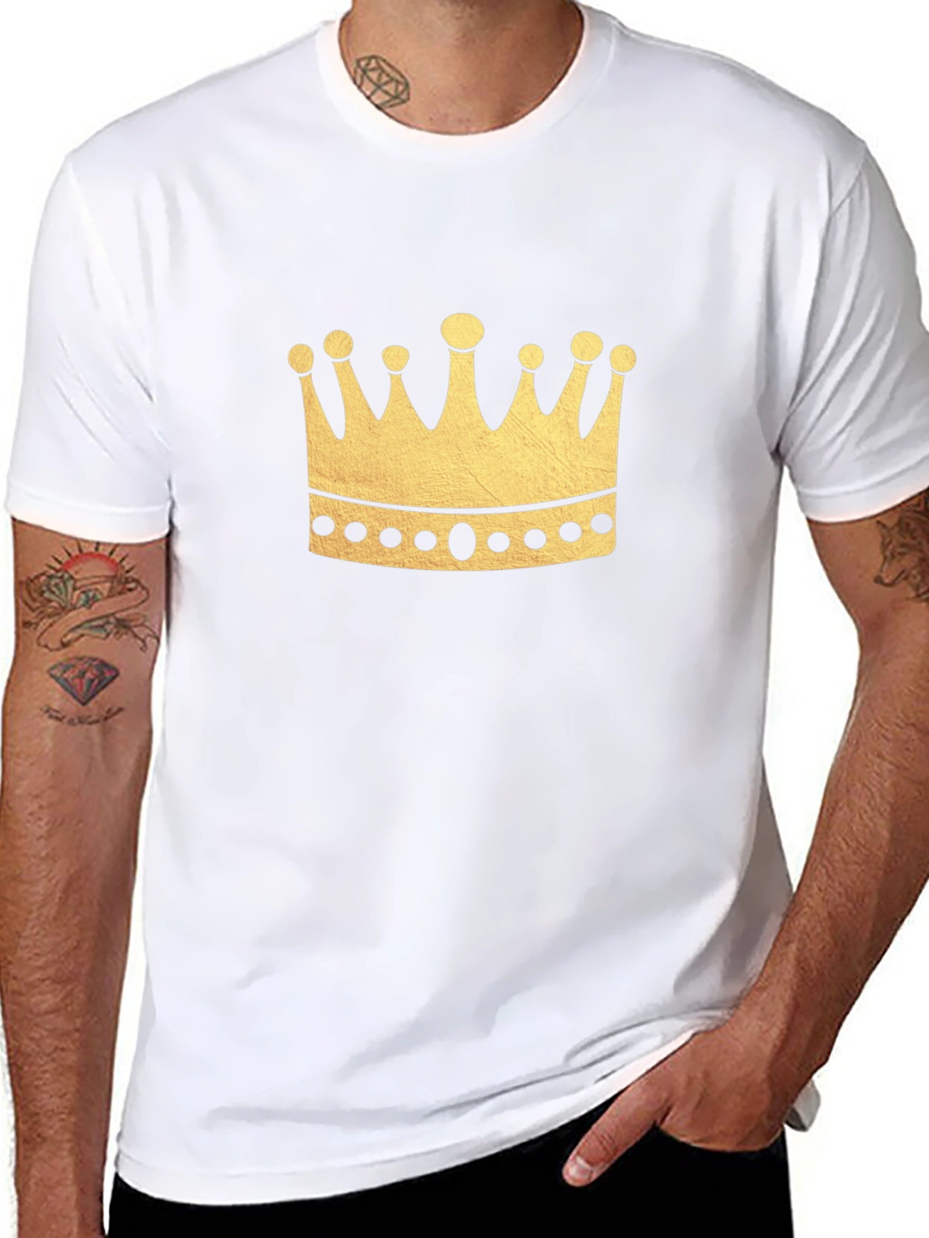 Black Crown Graphic Tee - Black Cotton Casual Style view 8
