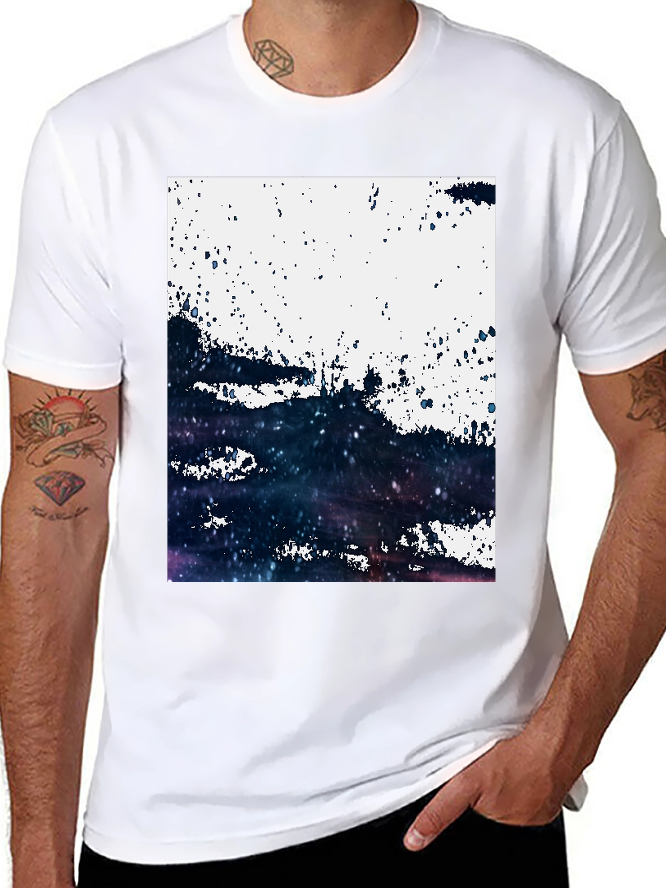 Black Abstract Galaxy T-Shirt: Modern Art Tee view 8