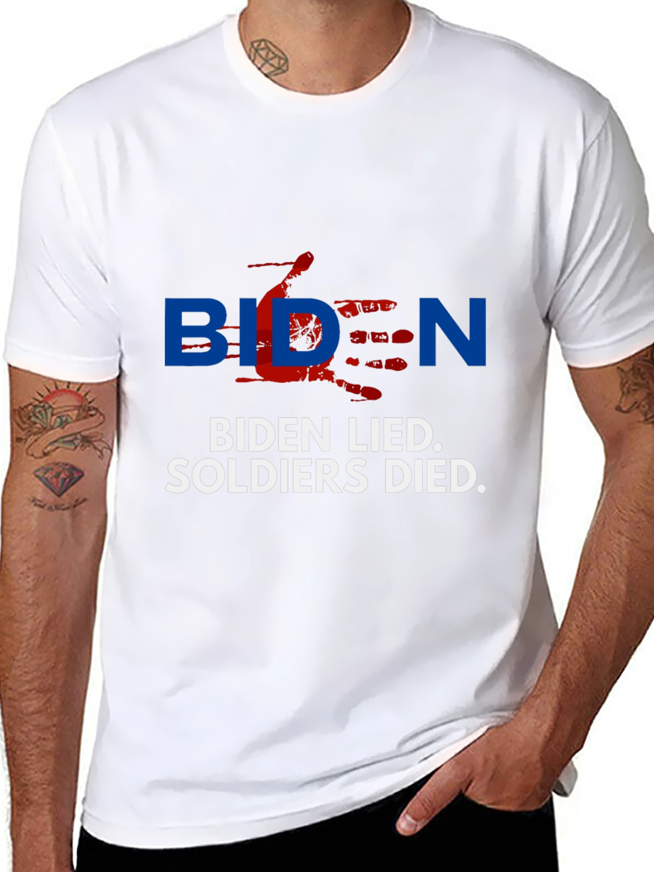 Black Biden Lied Soldiers Died T-Shirt view 8